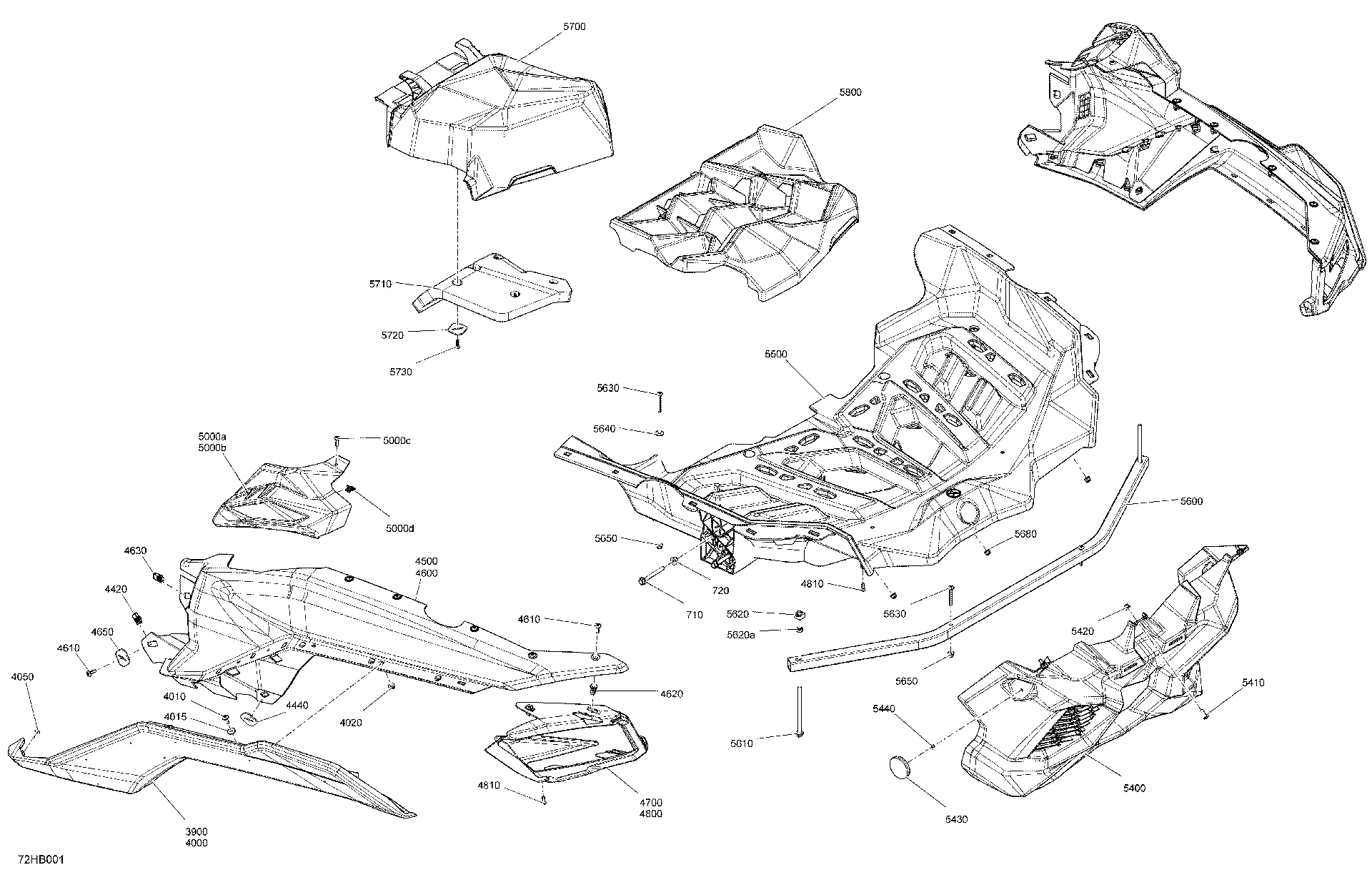 An Image of a Genuine Can-Am Parts Schematic Diagram showing the schematic - BODY - REAR SECTION