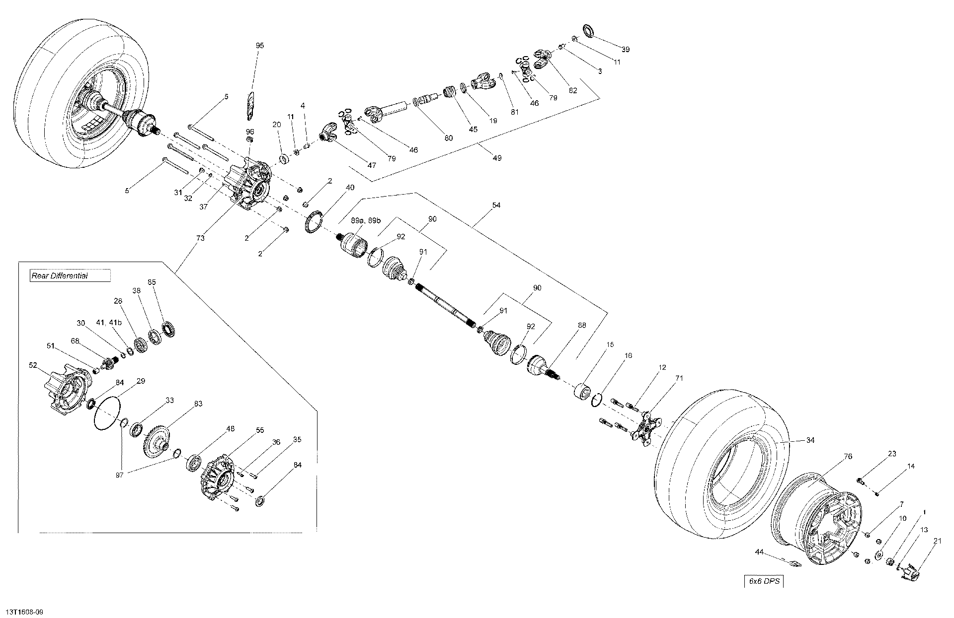 An Image of a Genuine Can-Am Parts Schematic Diagram showing the schematic - DRIVE SYSTEM REAR