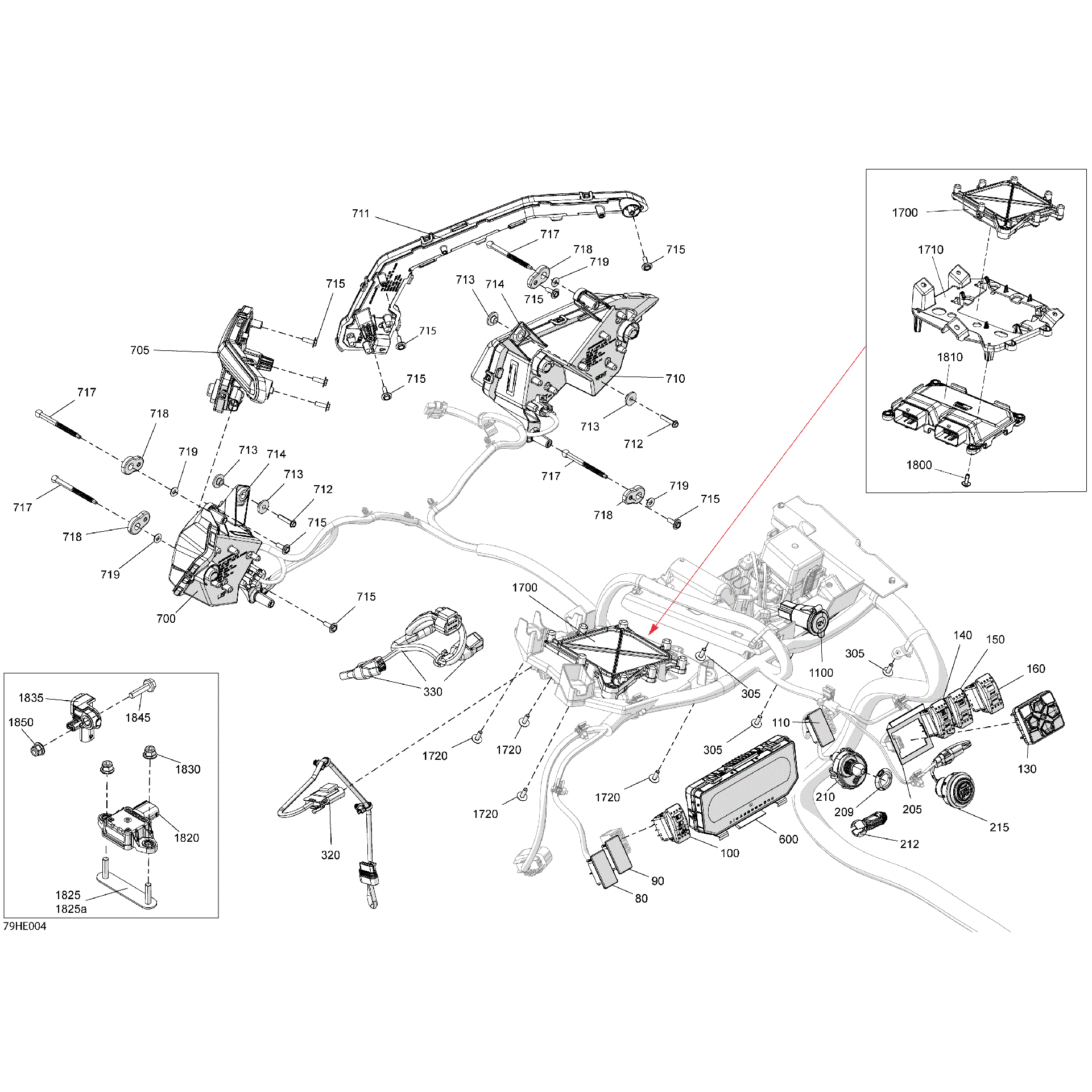 An Image of a Genuine Can-Am Parts Schematic Diagram showing the schematic - ELECTRIC - FRONT SECTION