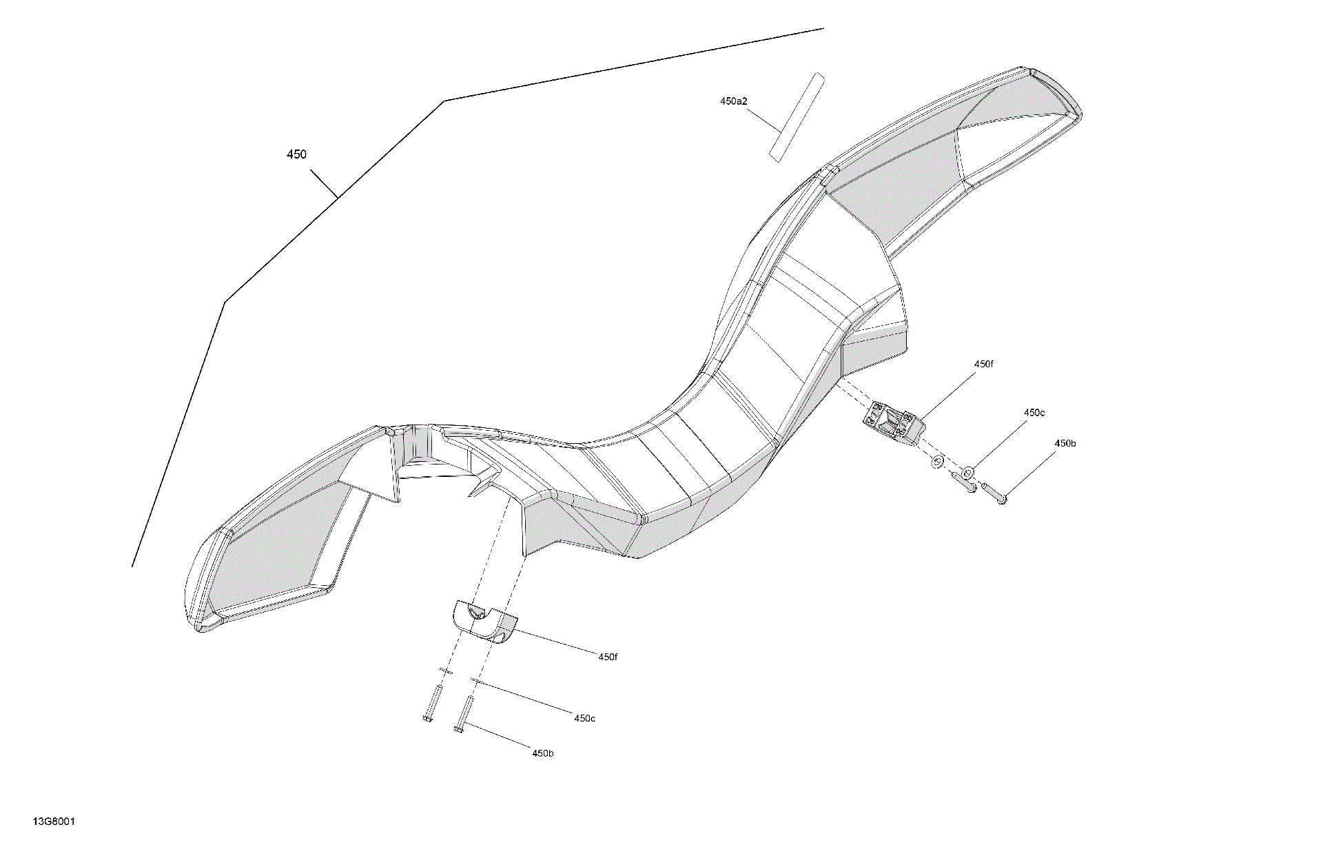 An Image of a Genuine Can-Am Parts Schematic Diagram showing the schematic - MECHANIC - AIR DEFLECTOR