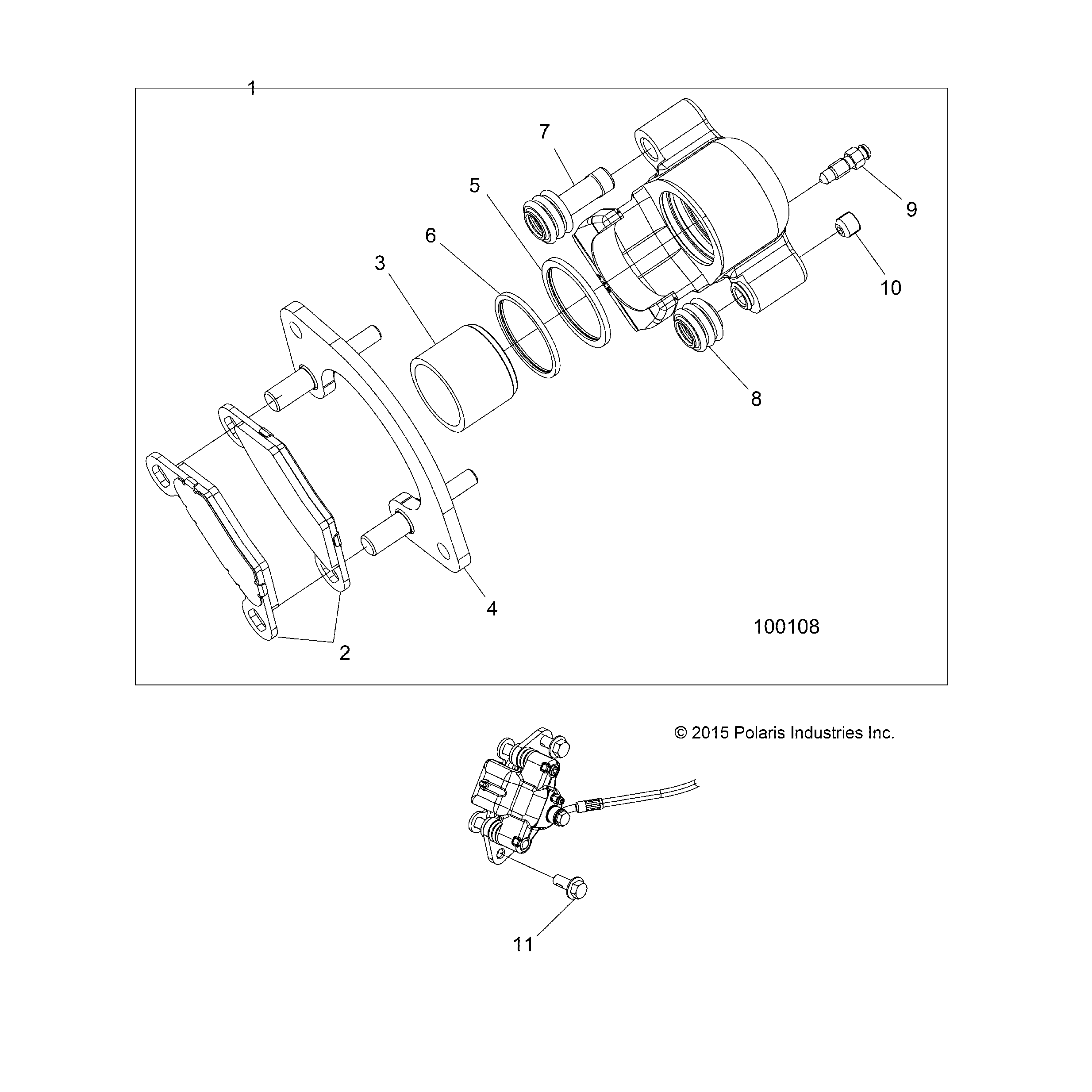 An Image of a Genuine Polaris Parts Schematic Diagram showing the schematic - BRAKES: FRONT CALIPER - 2019 POLARIS SPORTSMAN 850 HIGH LIFTER