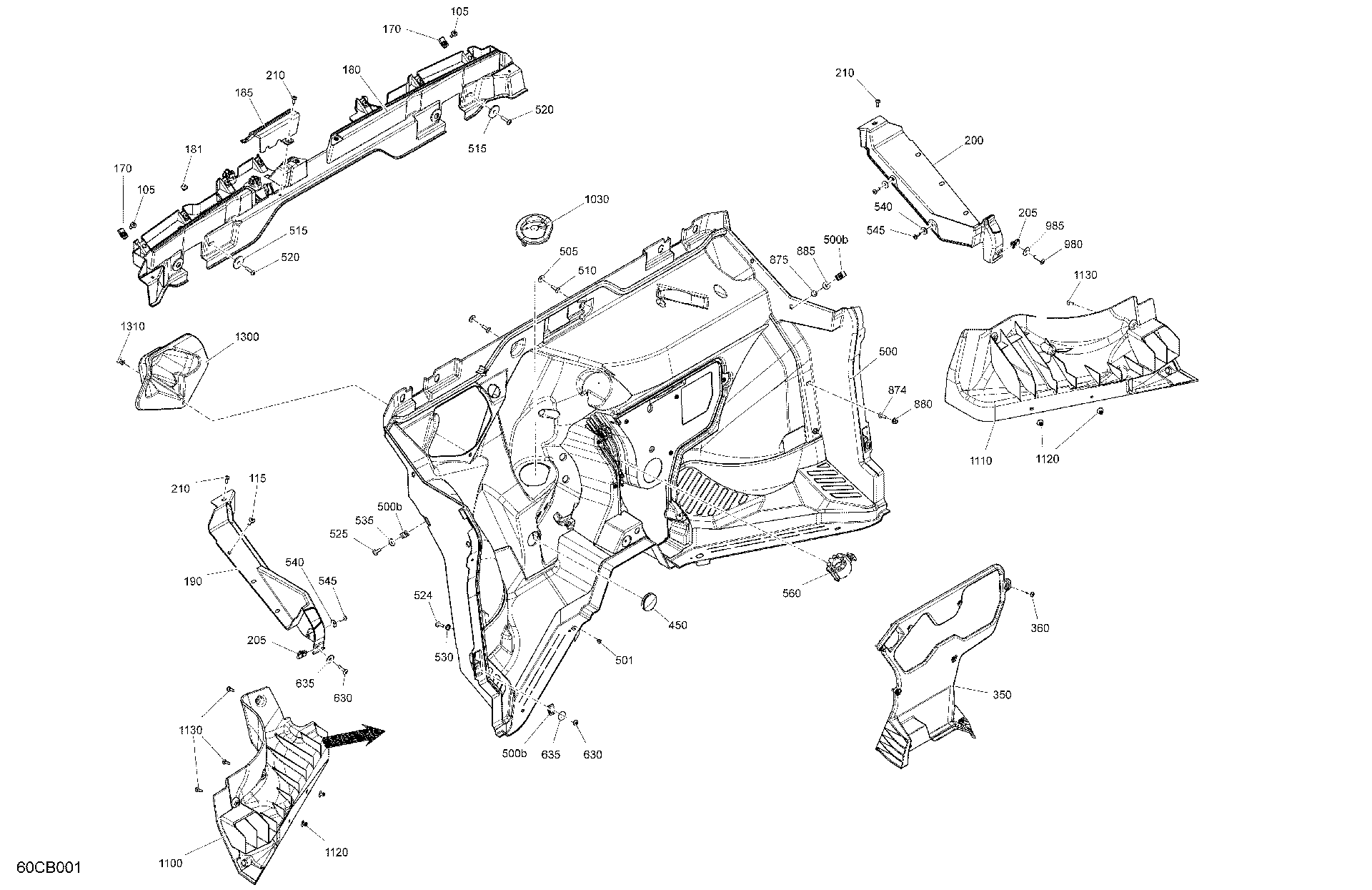 An Image of a Genuine Can-Am Parts Schematic Diagram showing the schematic - CAB INTERIOR - FIREWALL