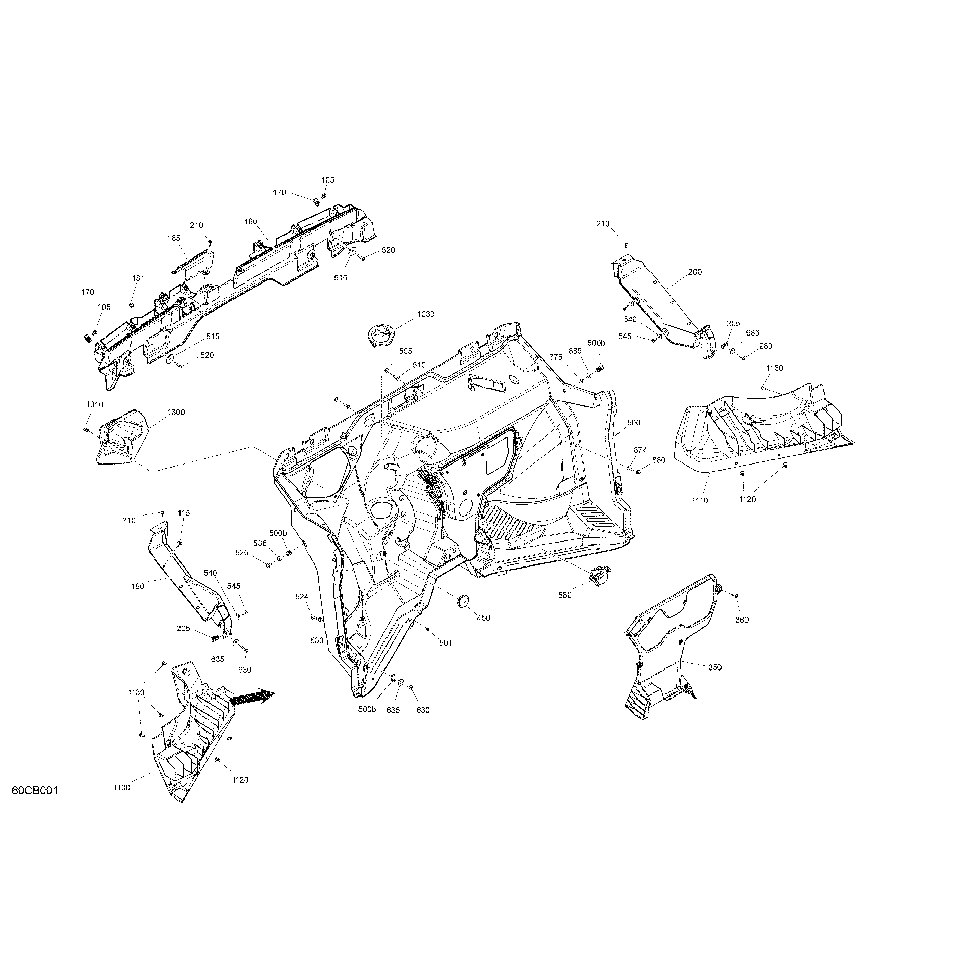 An Image of a Genuine Can-Am Parts Schematic Diagram showing the schematic - CAB INTERIOR - FIREWALL