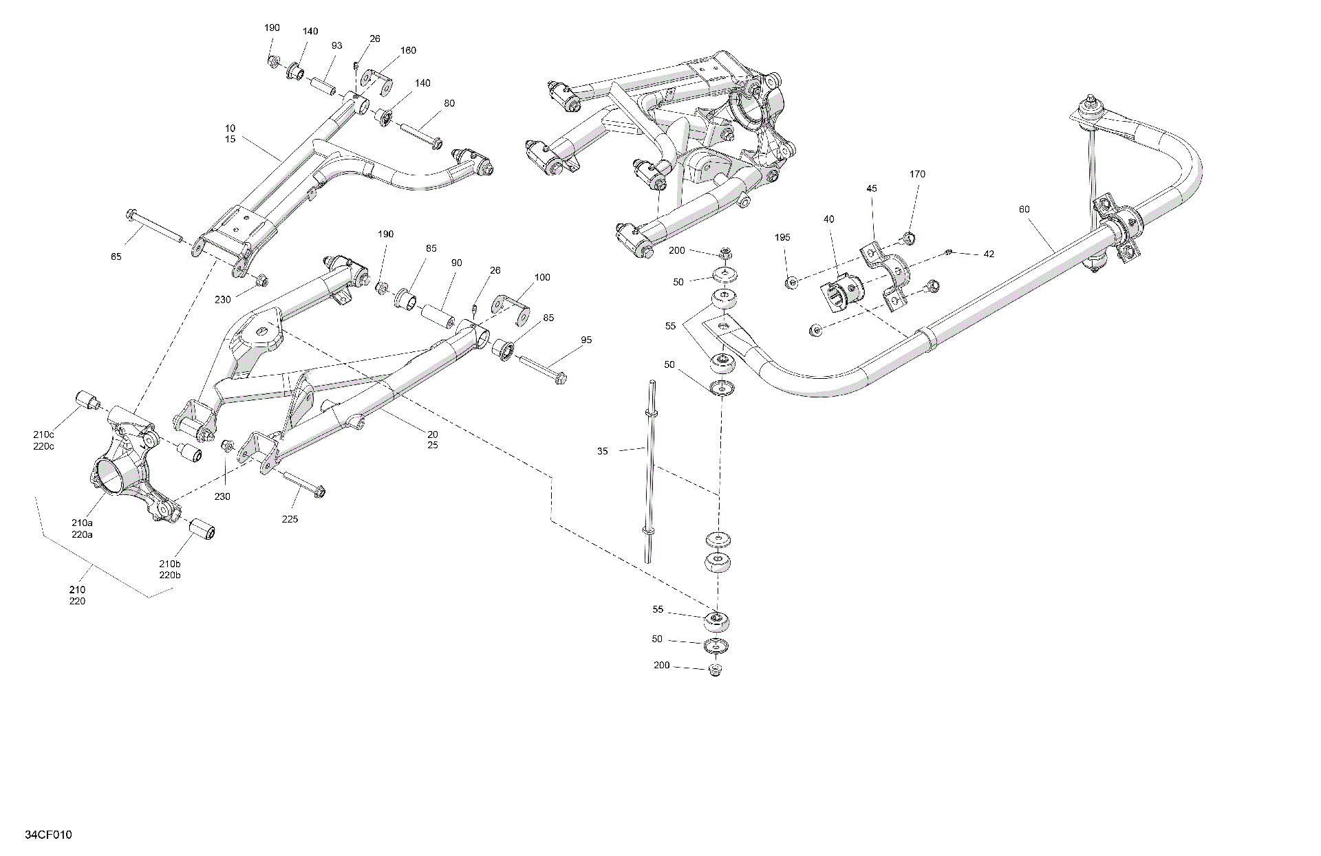 An Image of a Genuine Can-Am Parts Schematic Diagram showing the schematic - SUSPENSION - REAR COMPONENTS