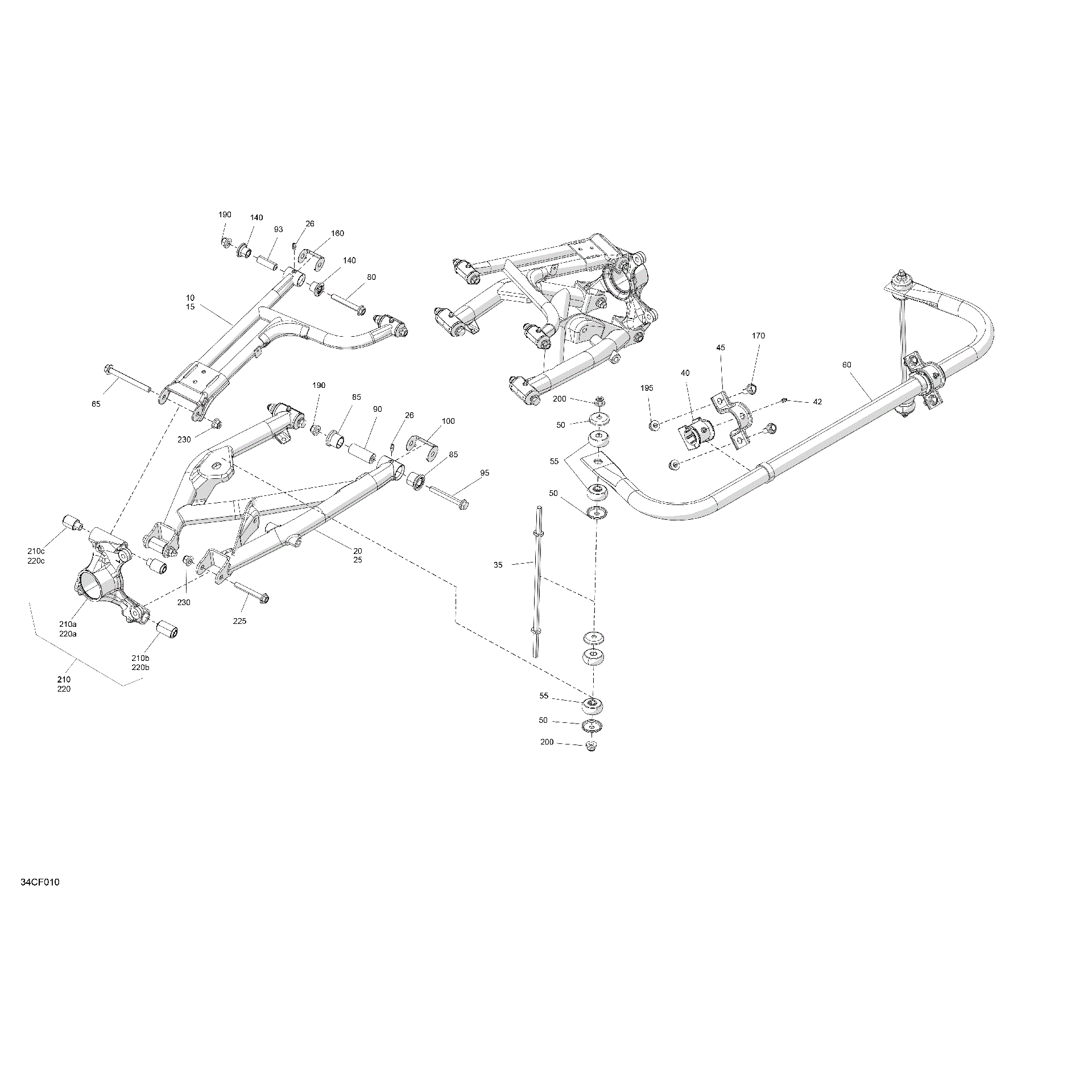 An Image of a Genuine Can-Am Parts Schematic Diagram showing the schematic - SUSPENSION - REAR COMPONENTS