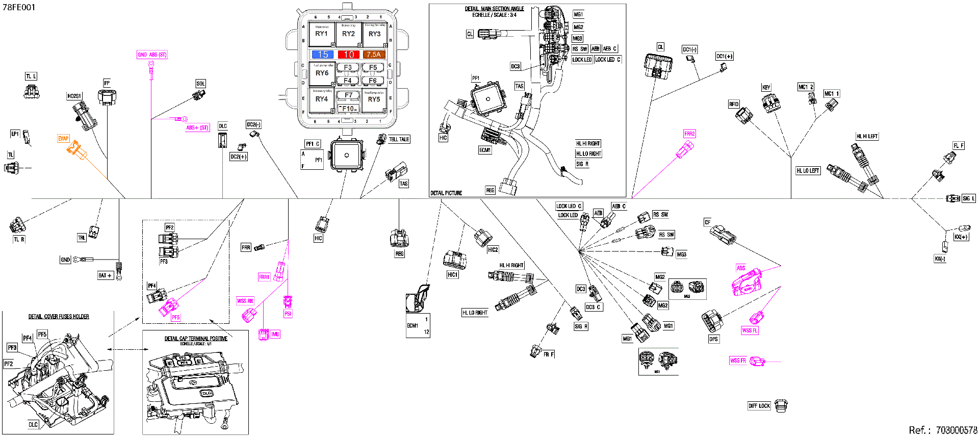 An Image of a Genuine Can-Am Parts Schematic Diagram showing the schematic - ELECTRIC - MAIN HARNESS - 710010294