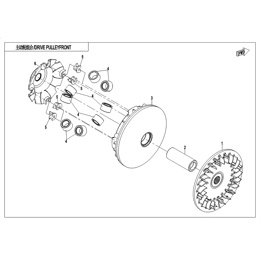 An Image of a Genuine CFMOTO Parts Schematic Diagram showing the schematic - DRIVE PULLEY - 2019 CFMOTO UFORCE 800