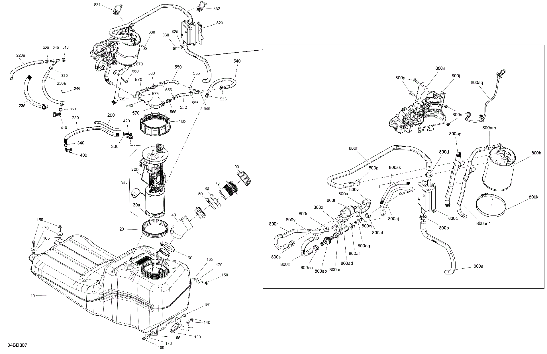 An Image of a Genuine Can-Am Parts Schematic Diagram showing the schematic - ENGINE - FUEL