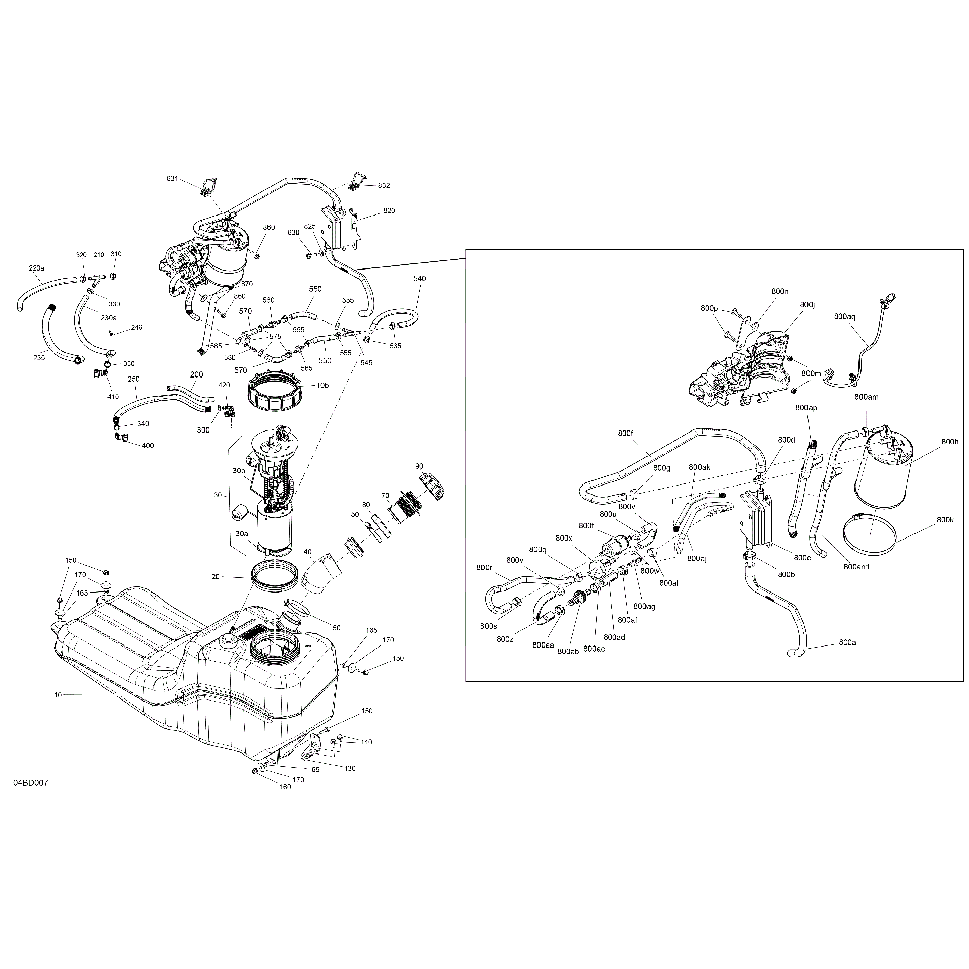 An Image of a Genuine Can-Am Parts Schematic Diagram showing the schematic - ENGINE - FUEL