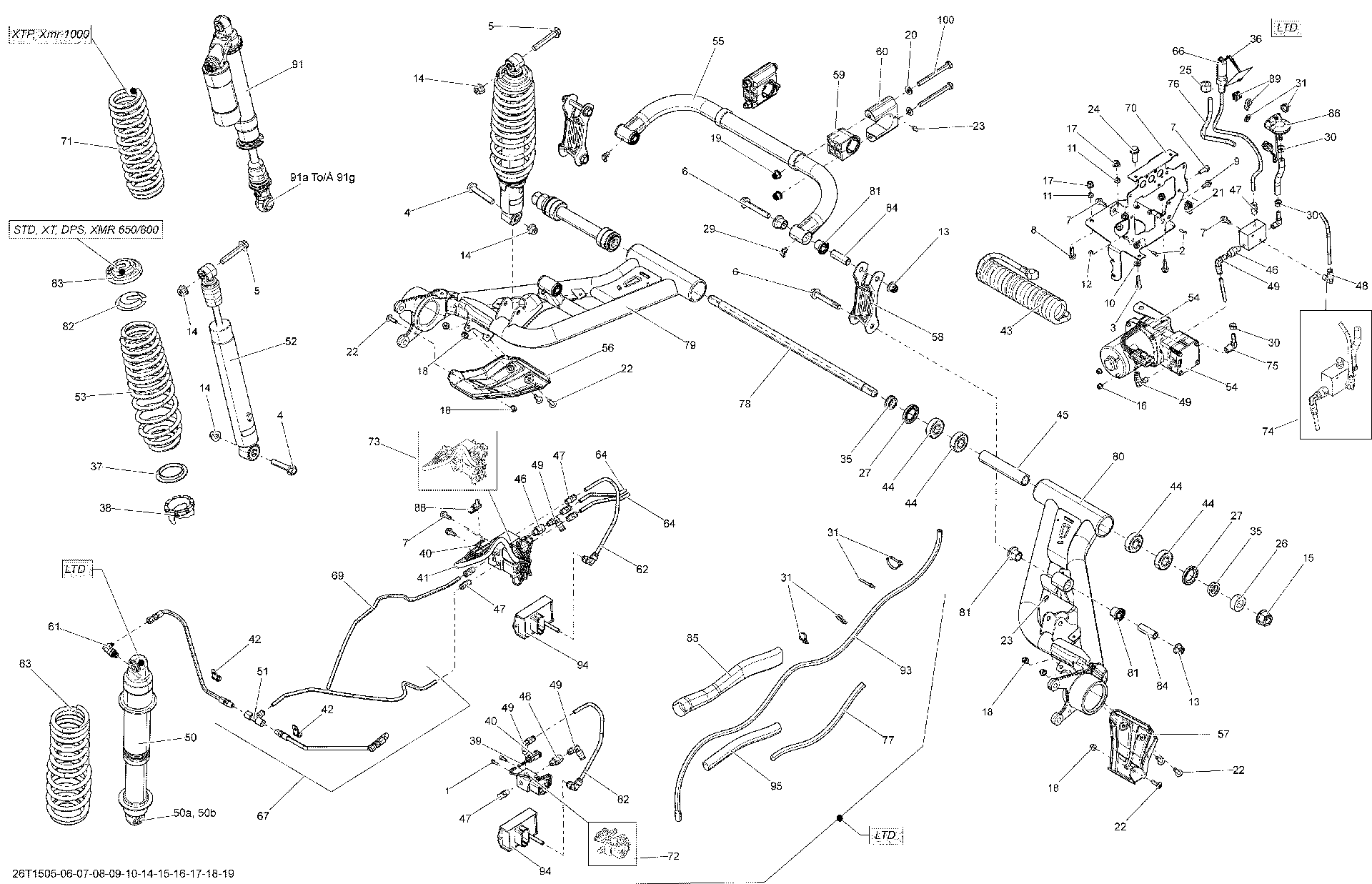 An Image of a Genuine Can-Am Parts Schematic Diagram showing the schematic - REAR SUSPENSION _26T1508