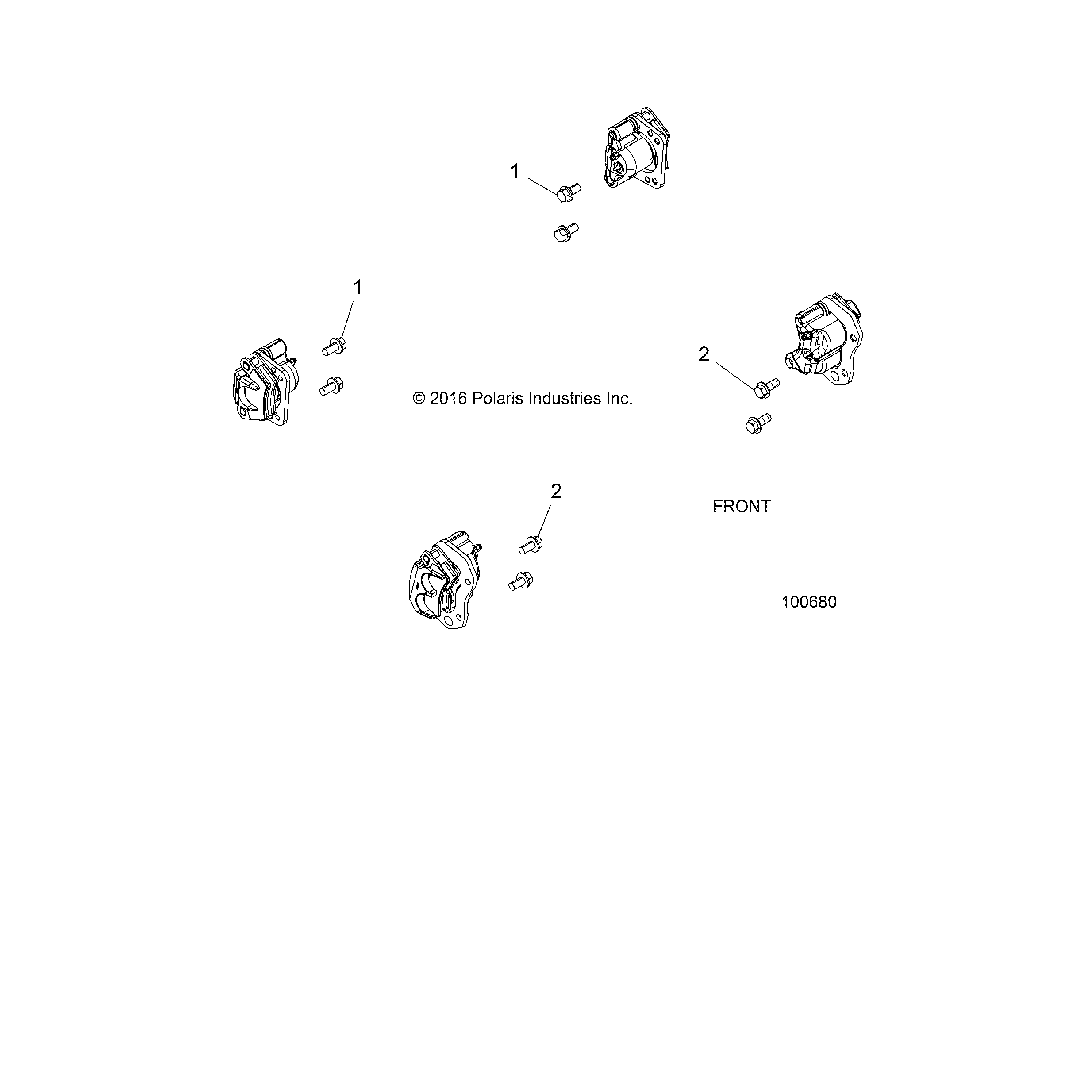 An Image of a Genuine Polaris Parts Schematic Diagram showing the schematic - BRAKES: CALIPER MOUNTING - 2017 POLARIS ACE 570 SP