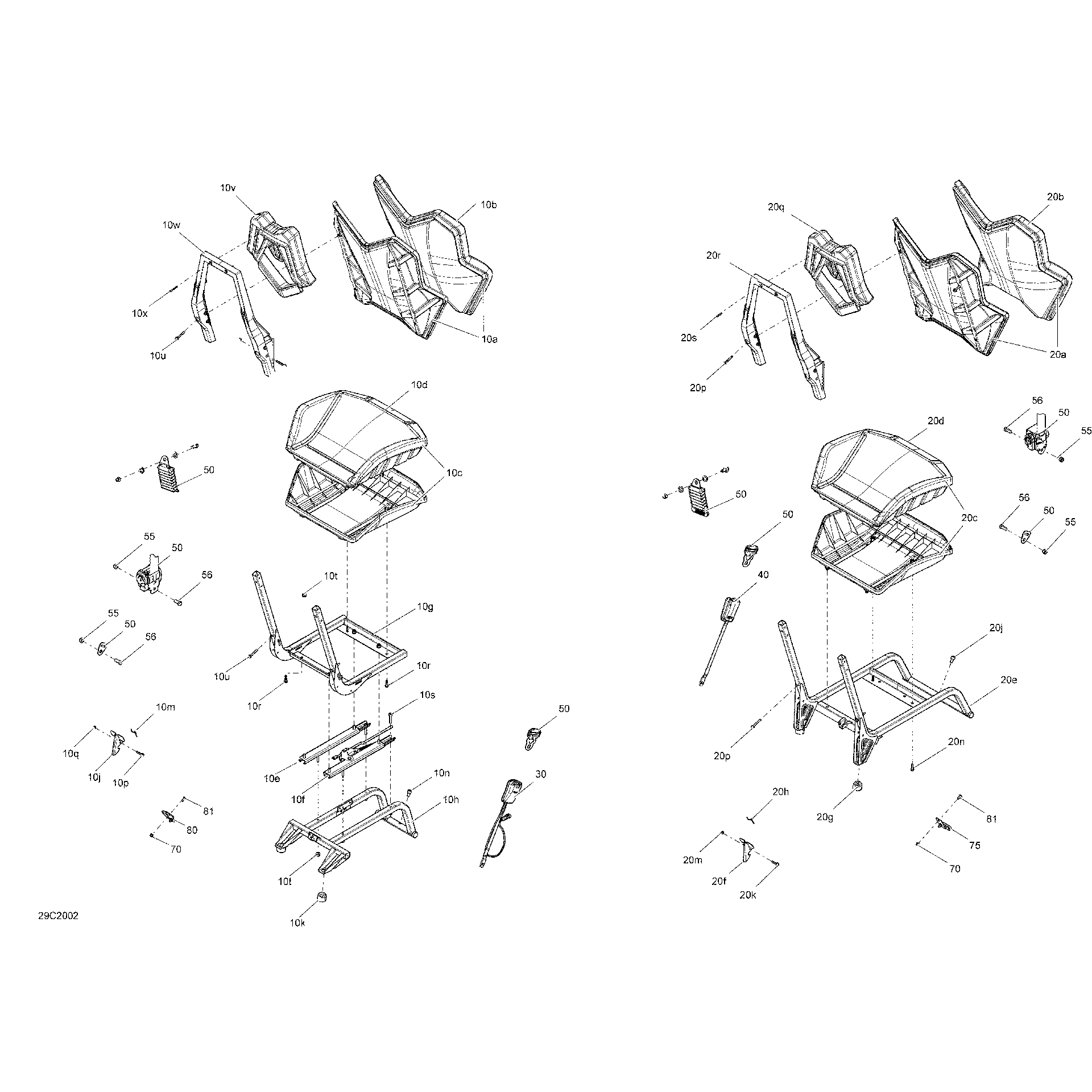 An Image of a Genuine Can-Am Parts Schematic Diagram showing the schematic - SEAT