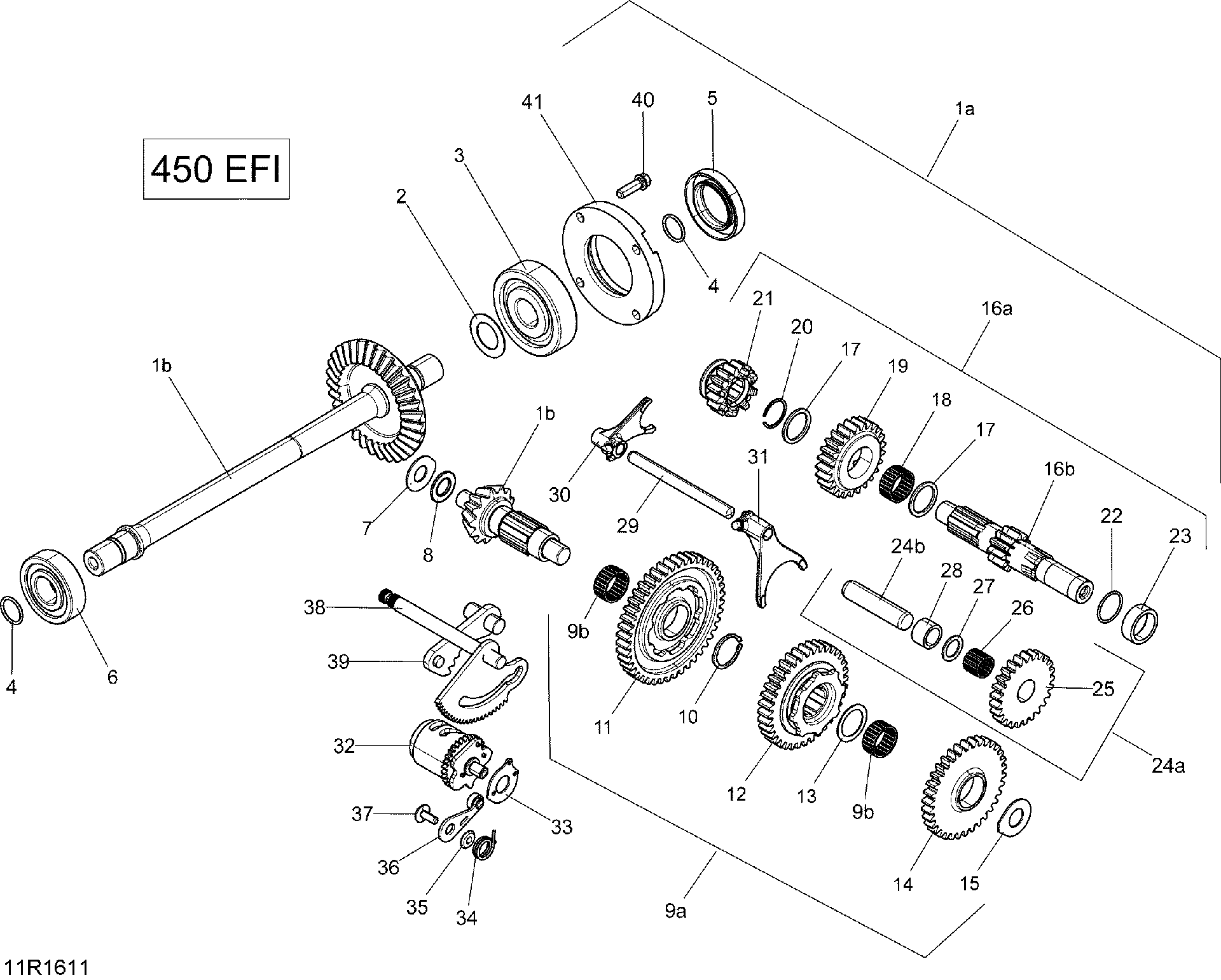 An Image of a Genuine Can-Am Parts Schematic Diagram showing the schematic - GEAR SHIFT - 450 EFI