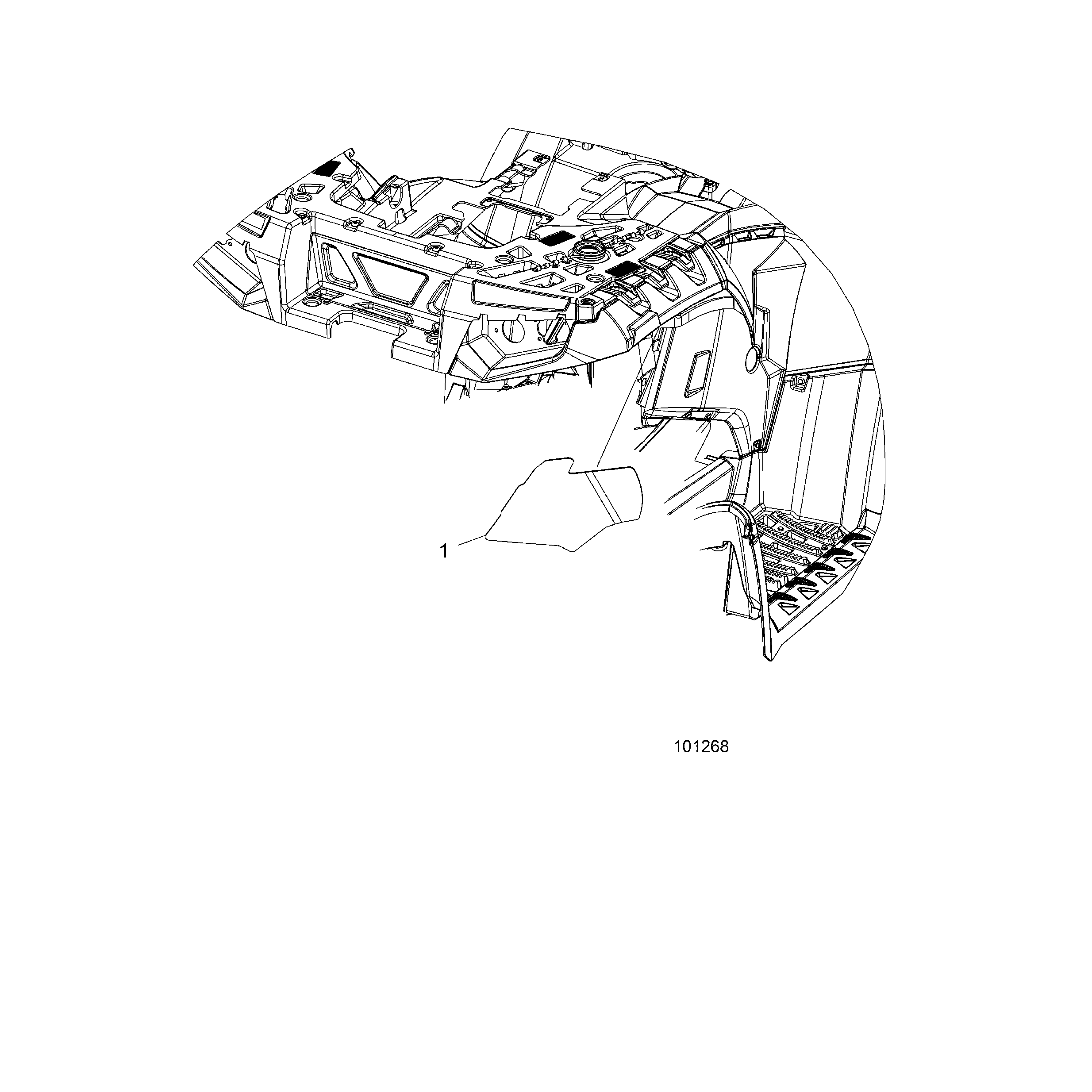 An Image of a Genuine Polaris Parts Schematic Diagram showing the schematic - BODY: REAR CAB FOIL - 2016 POLARIS SPORTSMAN TOURING 1000