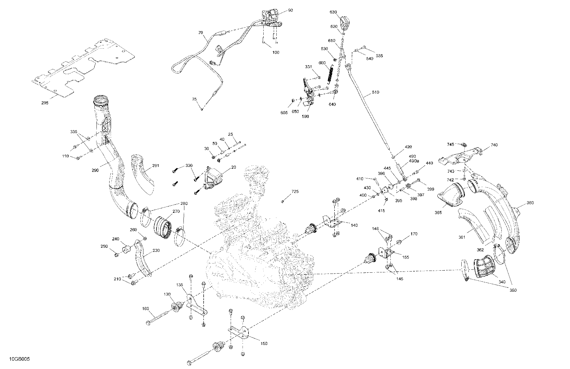 An Image of a Genuine Can-Am Parts Schematic Diagram showing the schematic - ENGINE - SYSTEM