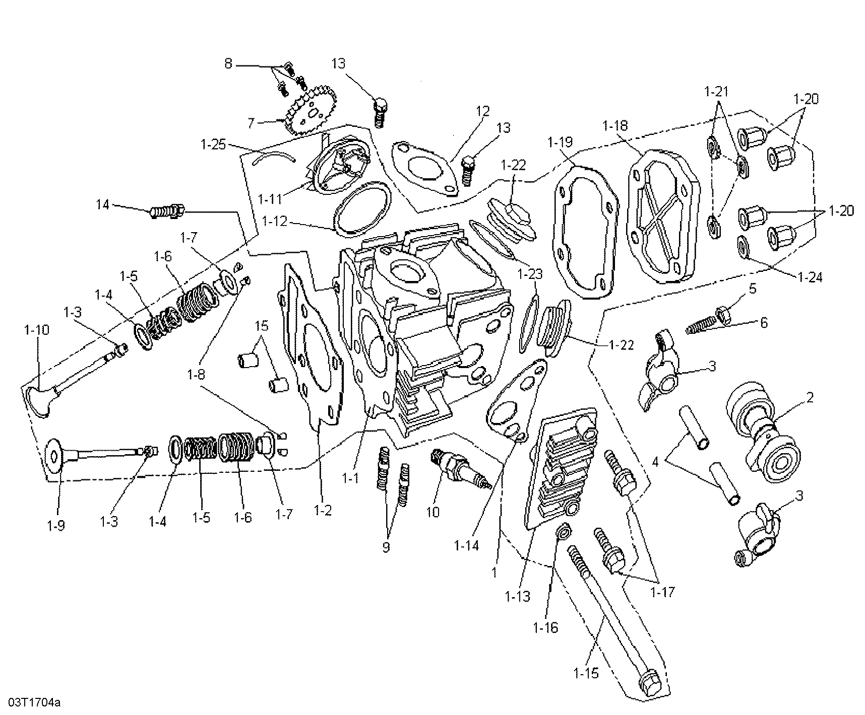 An Image of a Genuine Can-Am Parts Schematic Diagram showing the schematic - CYLINDER HEAD AND INTAKE MANIFOLD