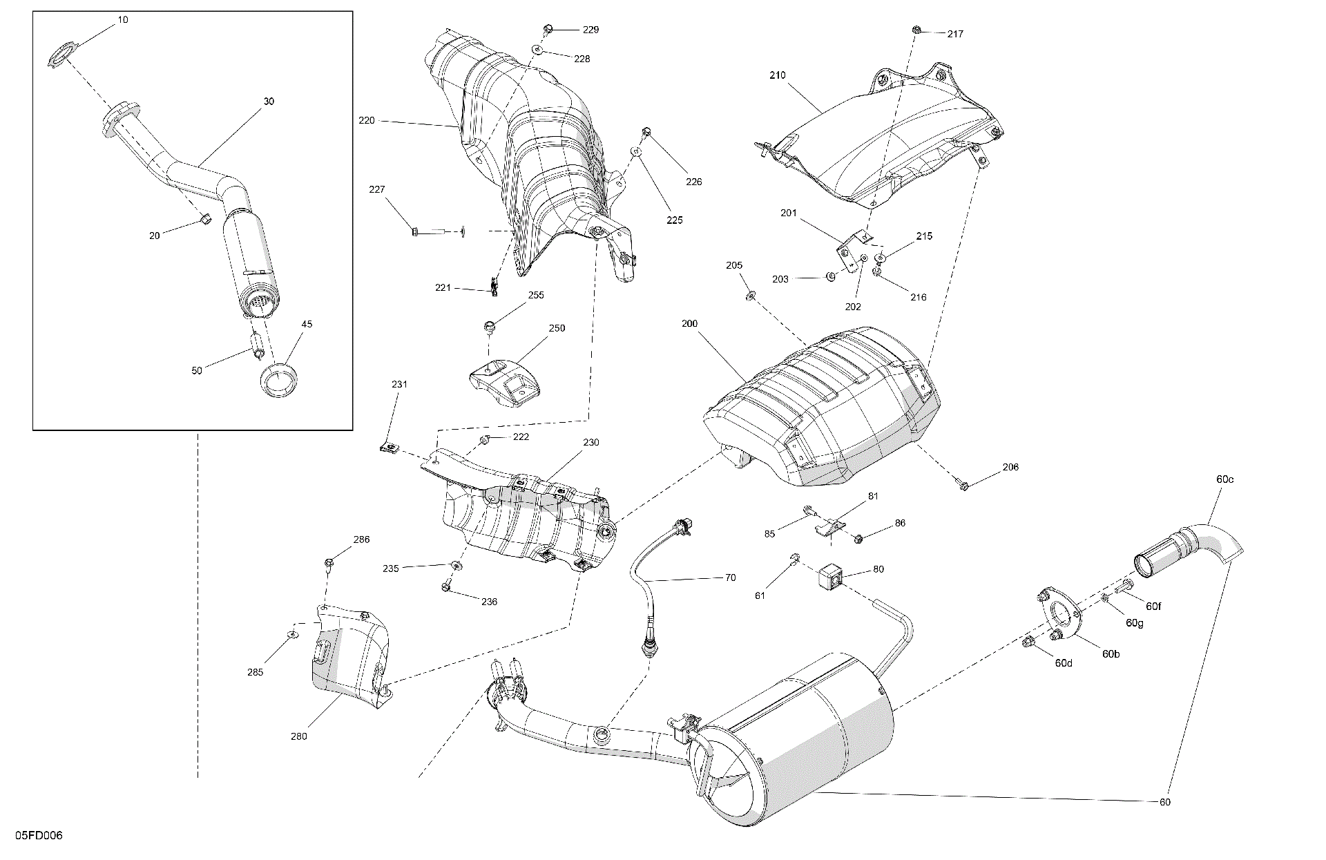 An Image of a Genuine Can-Am Parts Schematic Diagram showing the schematic - ENGINE - EXHAUST
