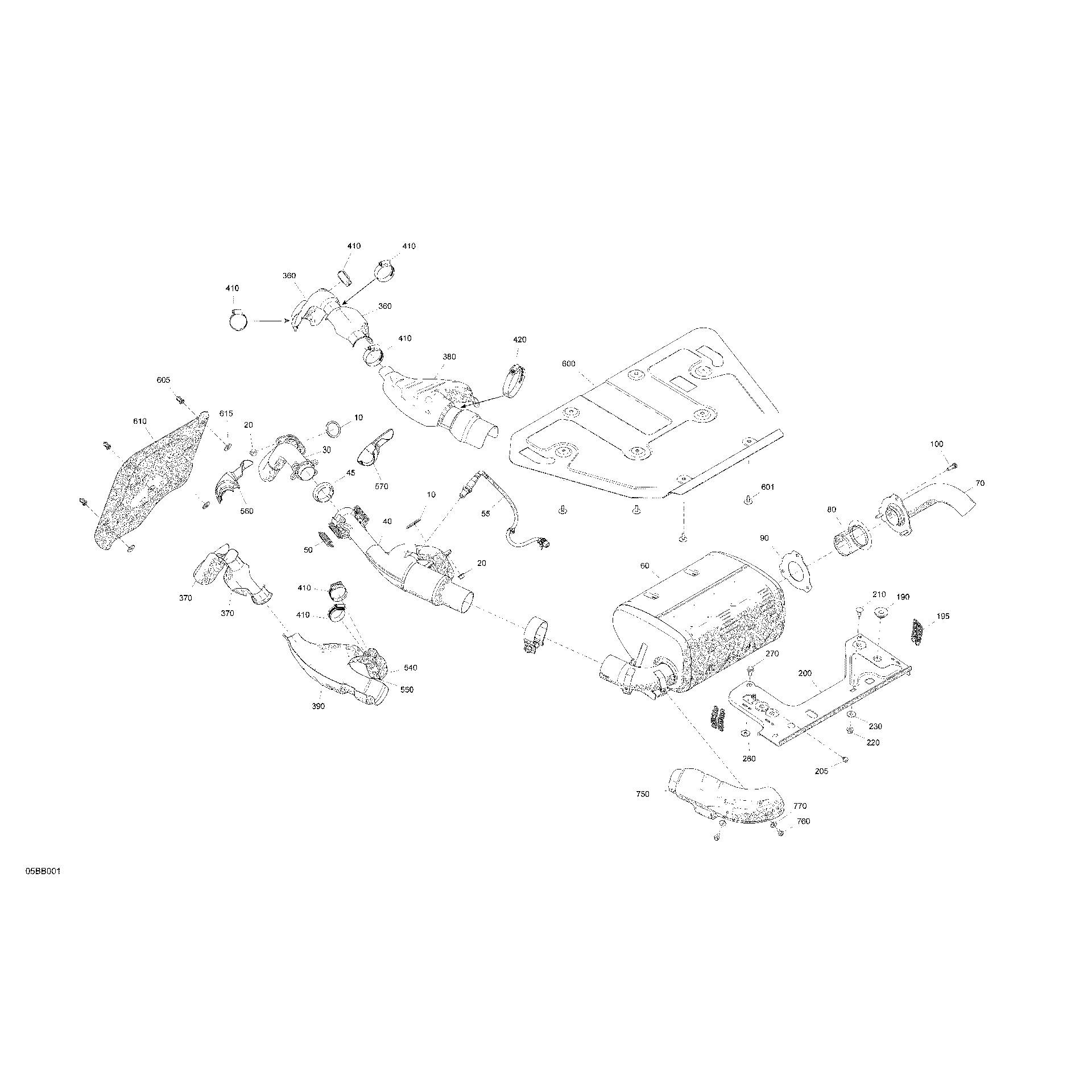 An Image of a Genuine Can-Am Parts Schematic Diagram showing the schematic - ENGINE - EXHAUST