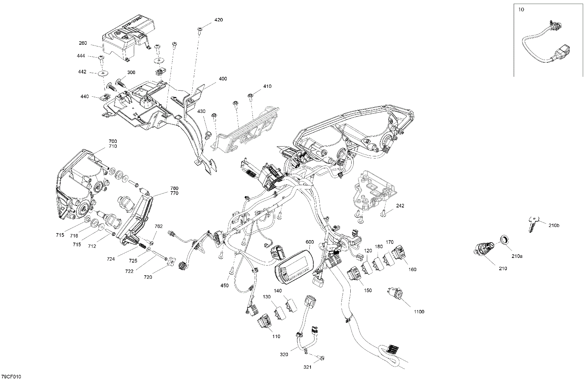 An Image of a Genuine Can-Am Parts Schematic Diagram showing the schematic - ELECTRIC - FRONT SECTION