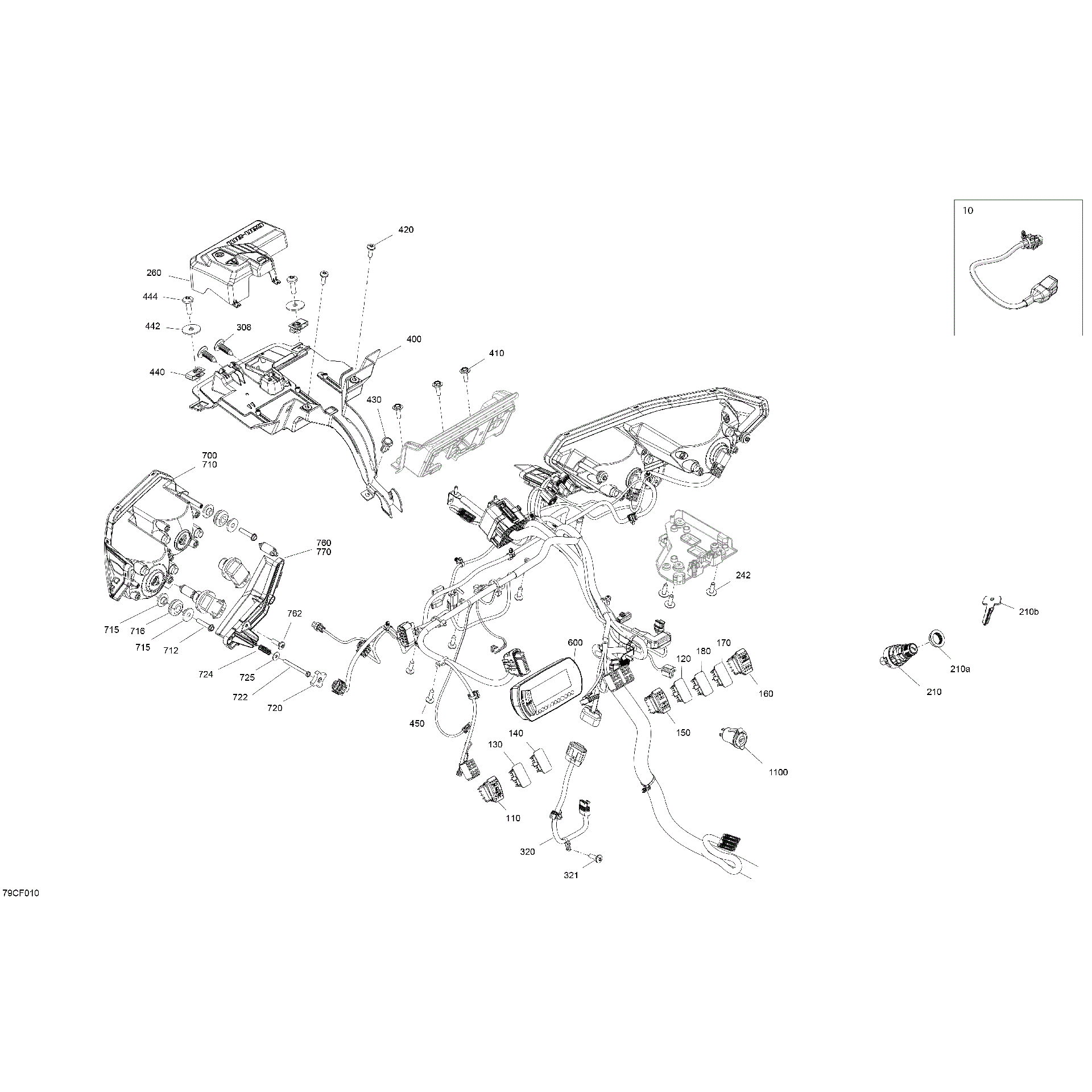 An Image of a Genuine Can-Am Parts Schematic Diagram showing the schematic - ELECTRIC - FRONT SECTION