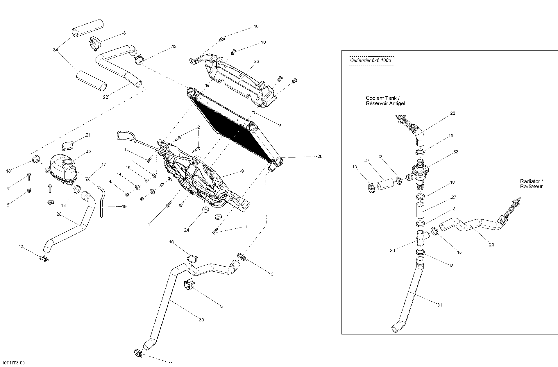 An Image of a Genuine Can-Am Parts Schematic Diagram showing the schematic - COOLING SYSTEM