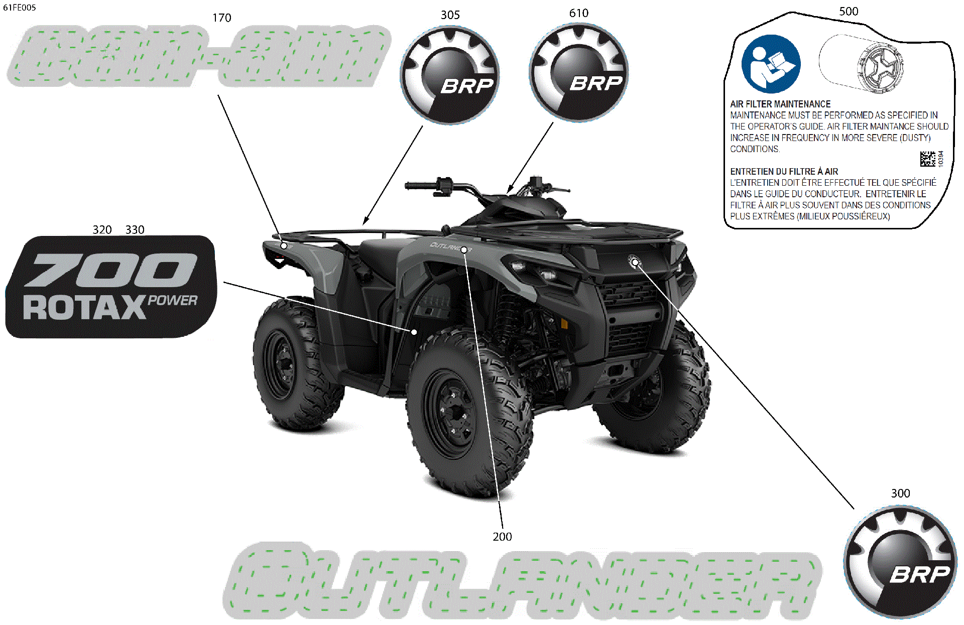An Image of a Genuine Can-Am Parts Schematic Diagram showing the schematic - BODY - FEATURE DECALS