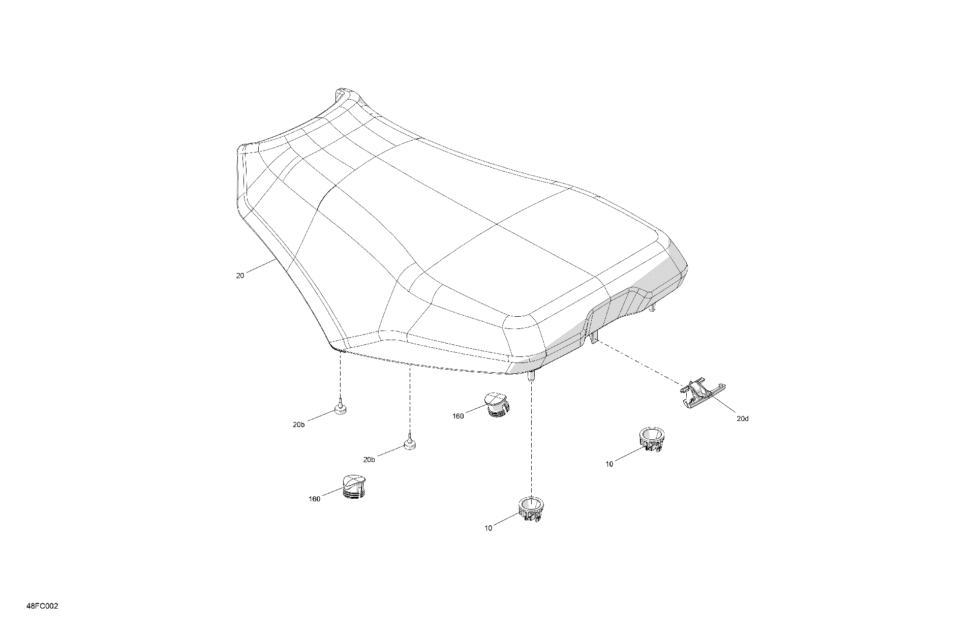 An Image of a Genuine Can-Am Parts Schematic Diagram showing the schematic - BODY - SEAT