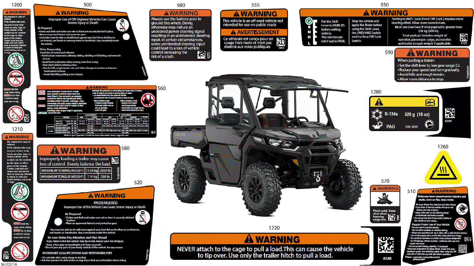 An Image of a Genuine Can-Am Parts Schematic Diagram showing the schematic - BODY - WARNING DECALS