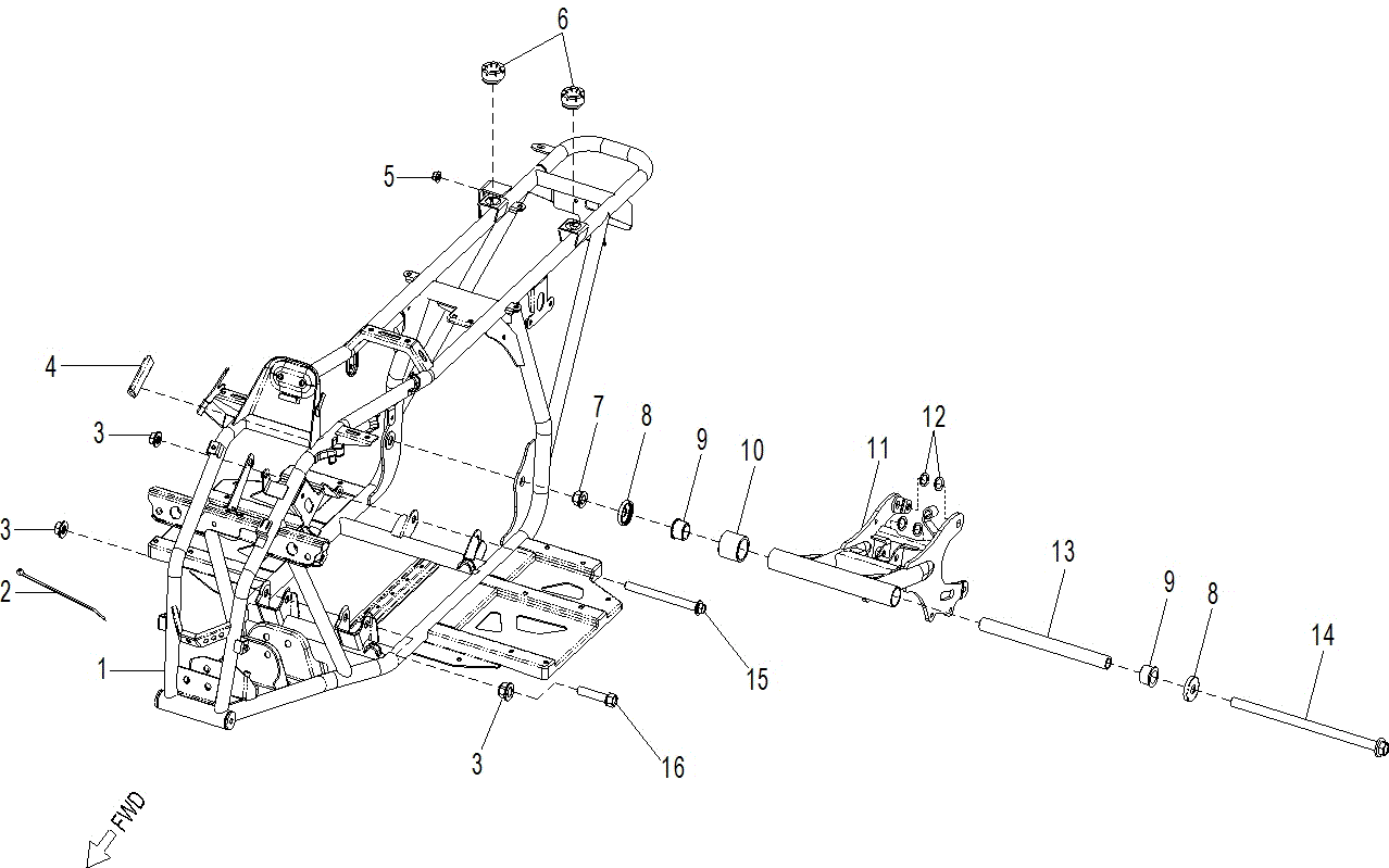 An Image of a Genuine Can-Am Parts Schematic Diagram showing the schematic - FRAME - FRAME BODY