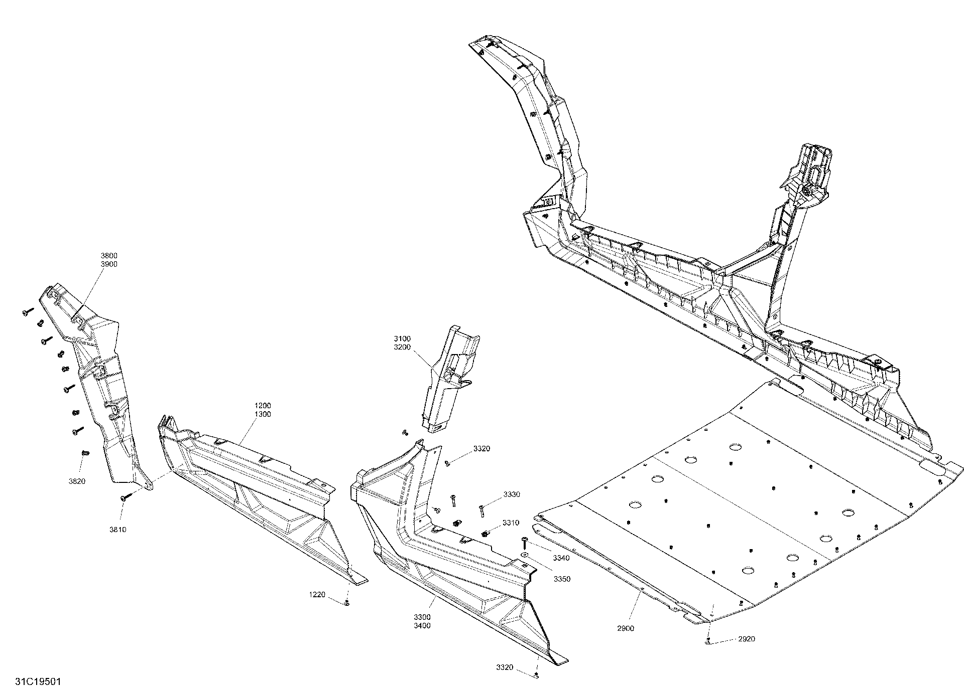 An Image of a Genuine Can-Am Parts Schematic Diagram showing the schematic - BODY - MIDDLE PARTS - RED