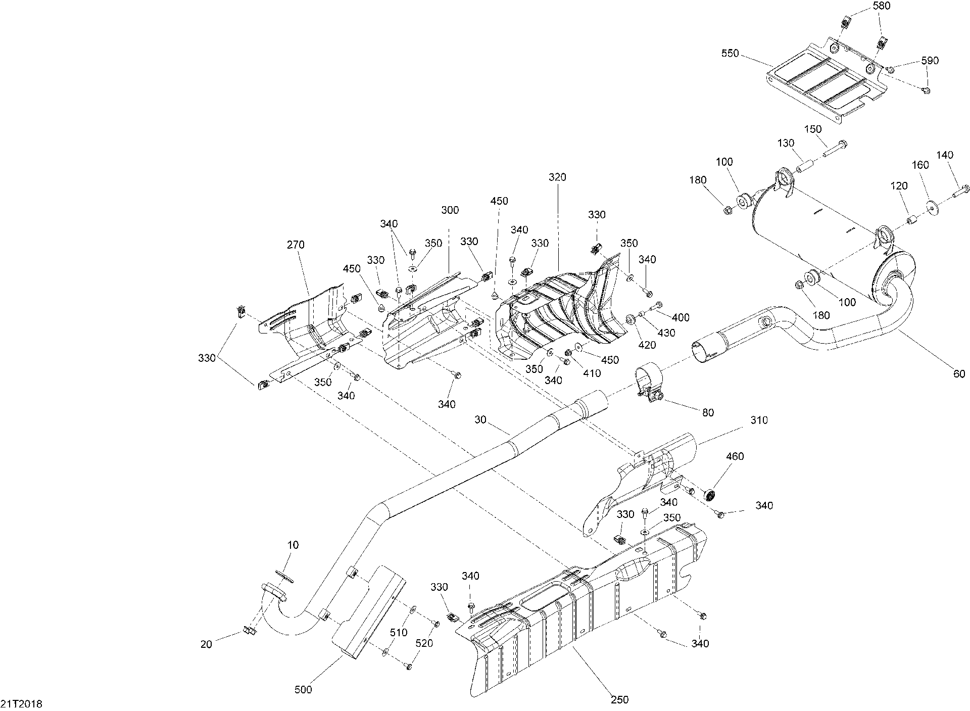 An Image of a Genuine Can-Am Parts Schematic Diagram showing the schematic - EXHAUST