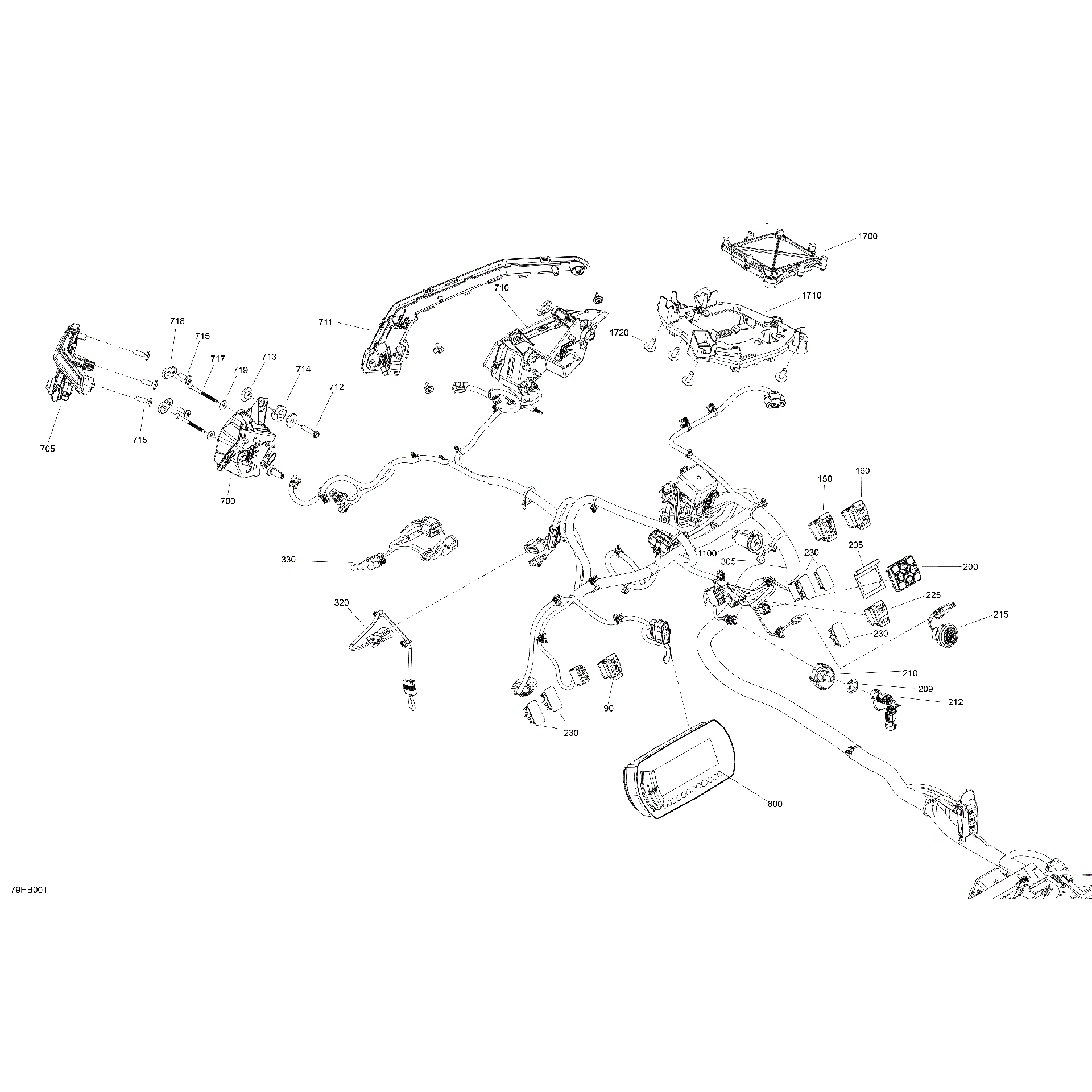 An Image of a Genuine Can-Am Parts Schematic Diagram showing the schematic - ELECTRIC - FRONT SECTION