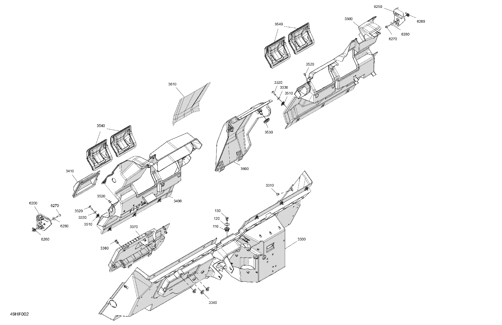 An Image of a Genuine Can-Am Parts Schematic Diagram showing the schematic - CAB INTERIOR - BACK WALL