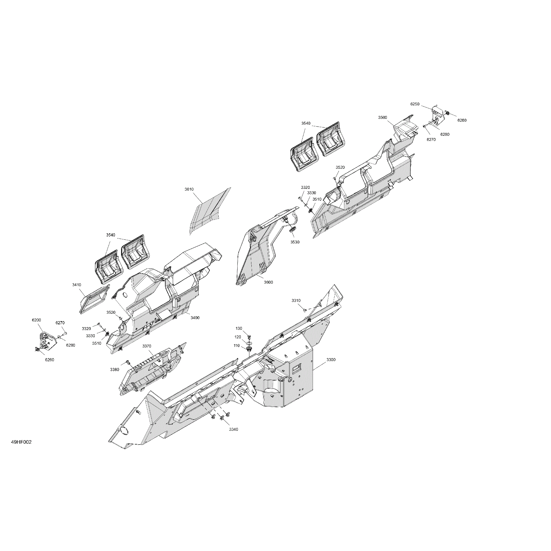An Image of a Genuine Can-Am Parts Schematic Diagram showing the schematic - CAB INTERIOR - BACK WALL