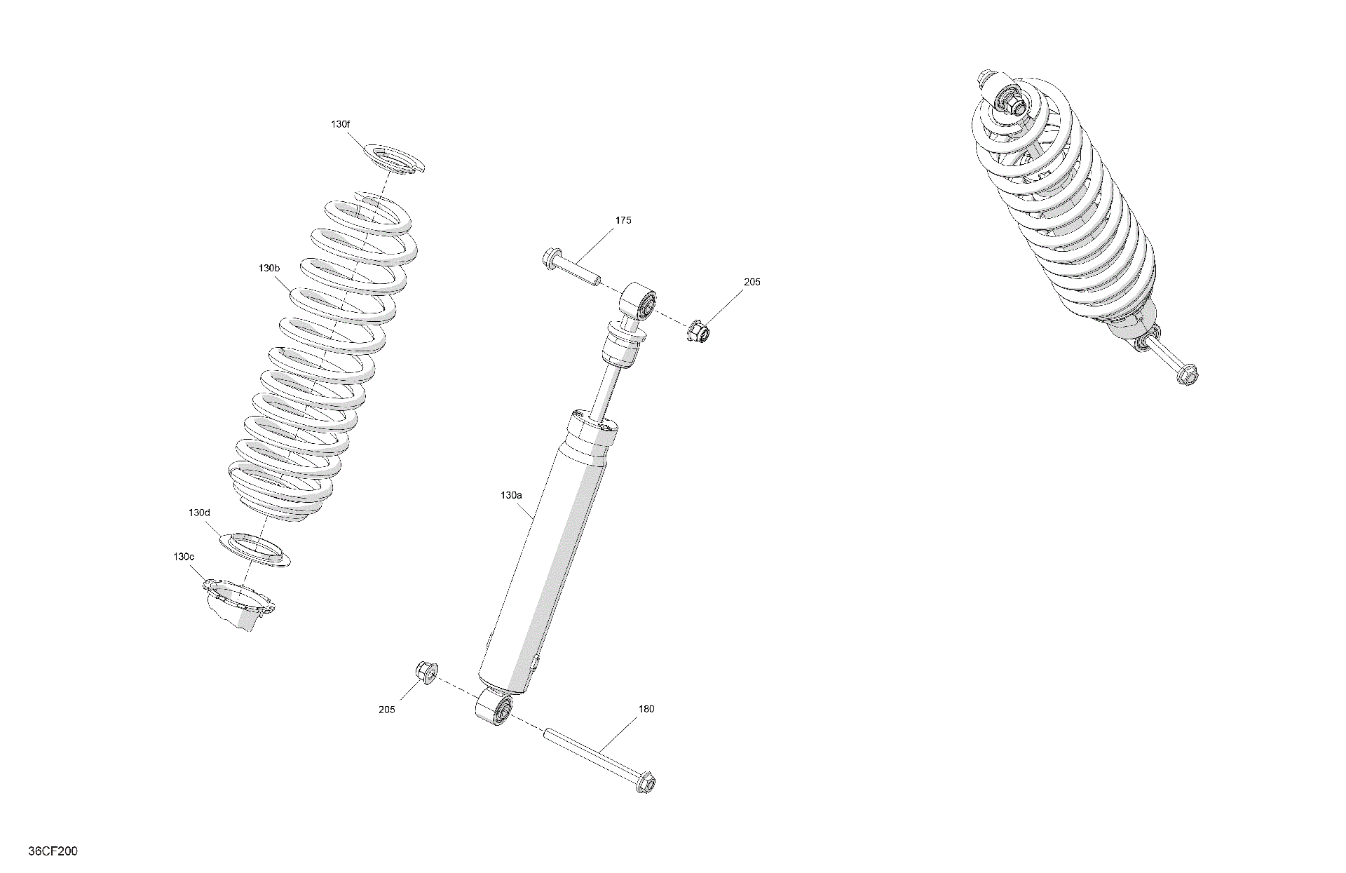 An Image of a Genuine Can-Am Parts Schematic Diagram showing the schematic - SUSPENSION - REAR SHOCKS
