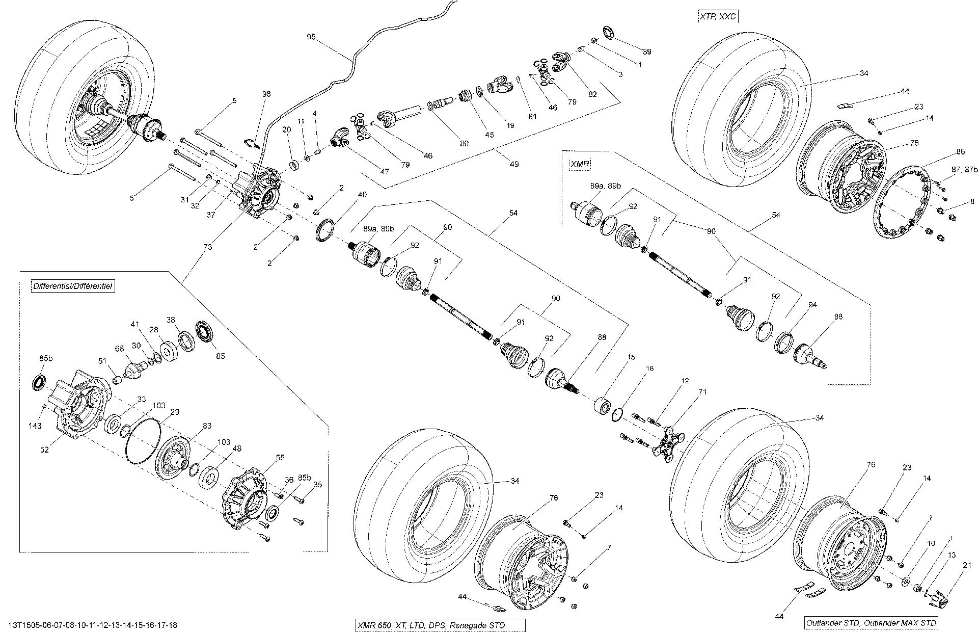An Image of a Genuine Can-Am Parts Schematic Diagram showing the schematic - DRIVE SYSTEM REAR _13T1506