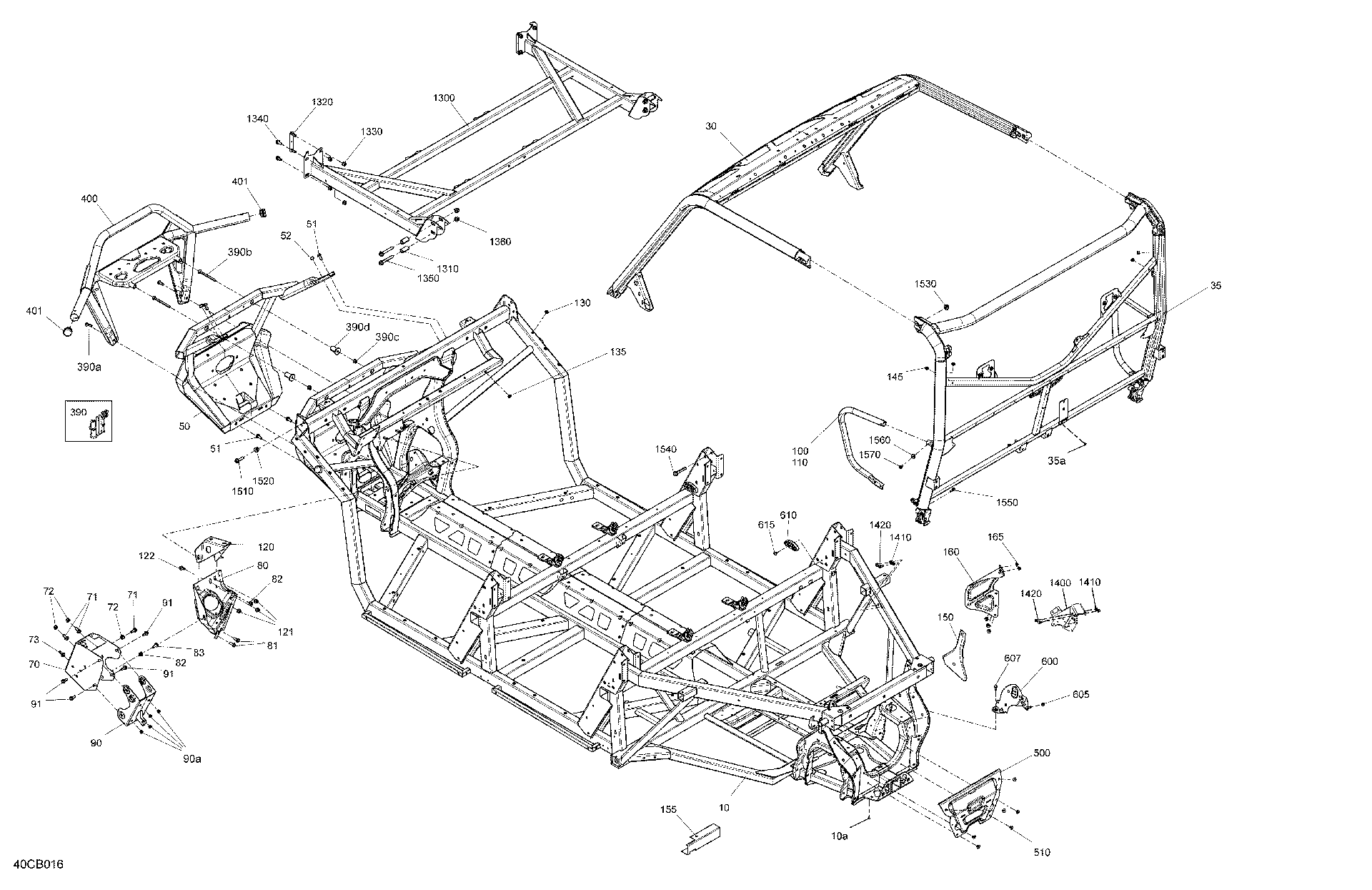 An Image of a Genuine Can-Am Parts Schematic Diagram showing the schematic - FRAME - SYSTEM