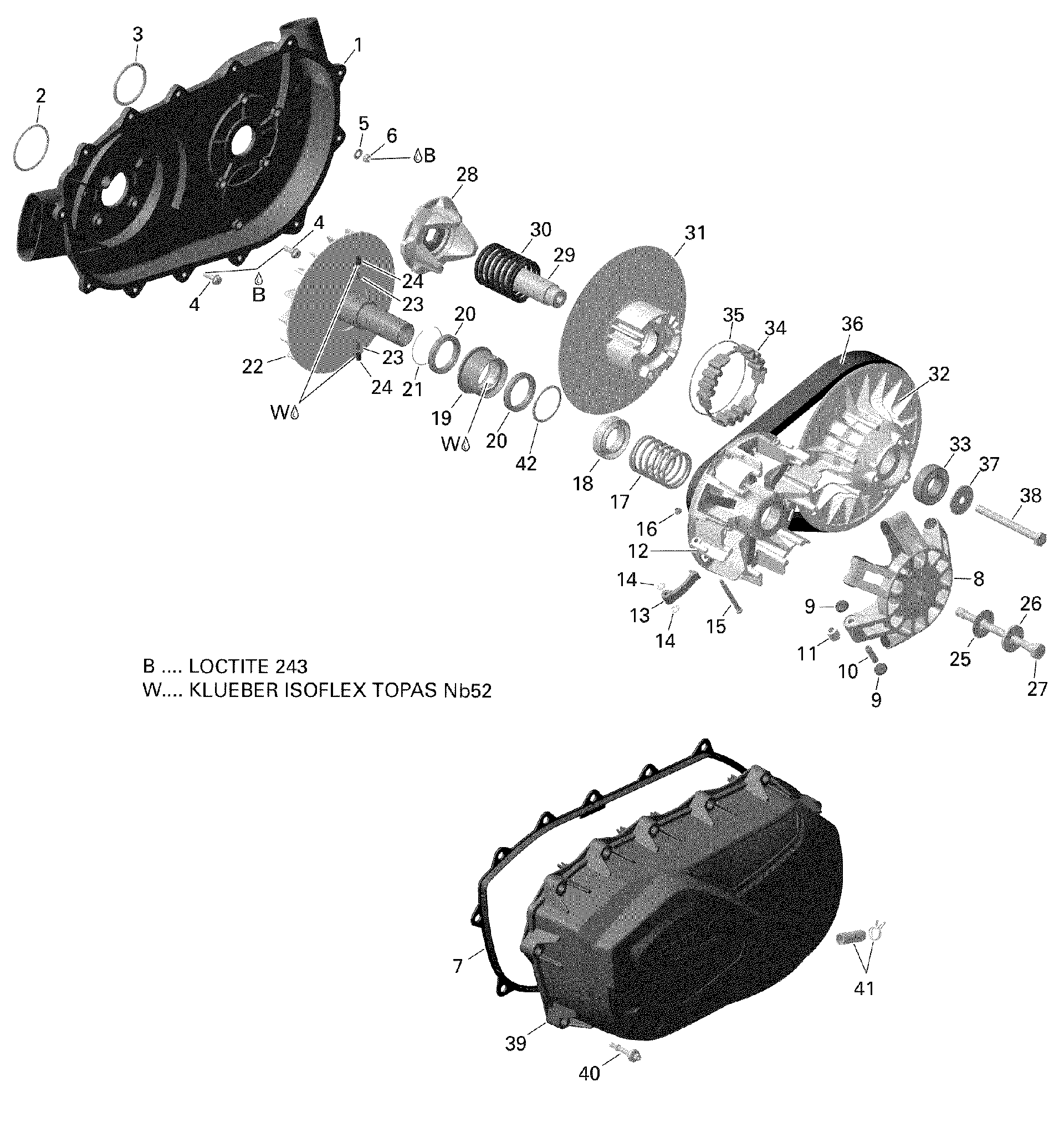 An Image of a Genuine Can-Am Parts Schematic Diagram showing the schematic - TRANSMISSION