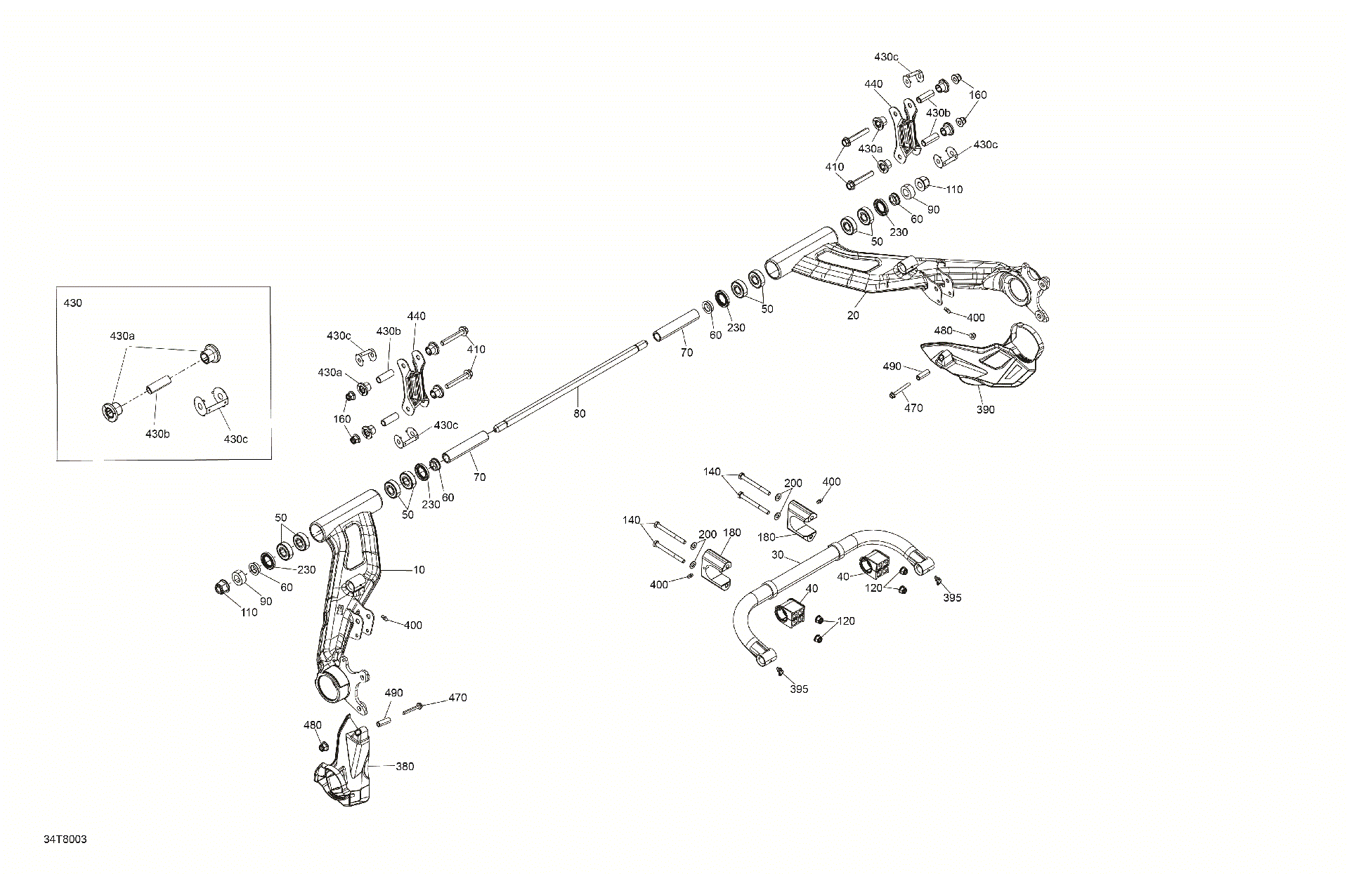 An Image of a Genuine Can-Am Parts Schematic Diagram showing the schematic - SUSPENSION - REAR COMPONENTS