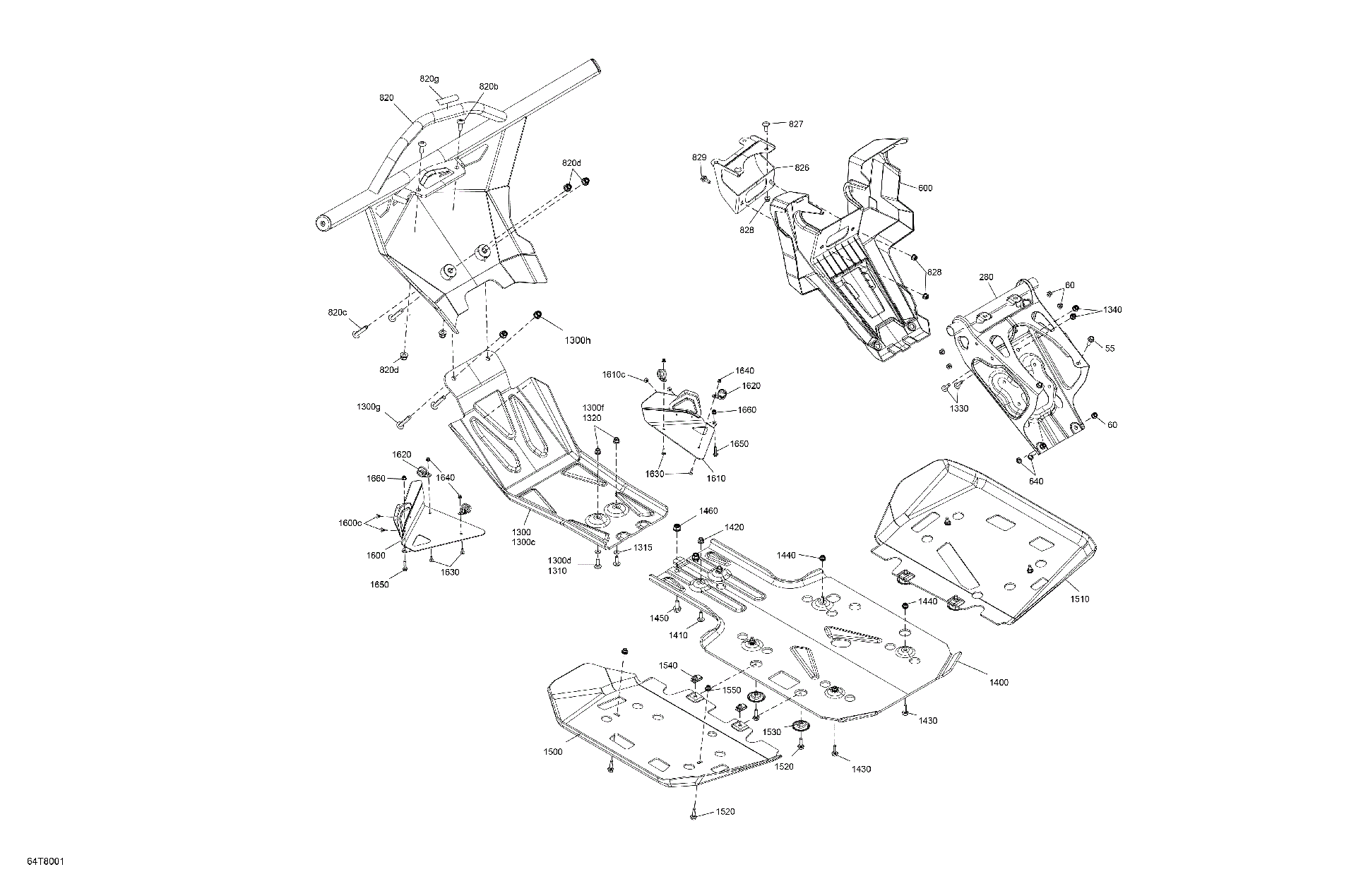 An Image of a Genuine Can-Am Parts Schematic Diagram showing the schematic - BODY - SKID PLATE AND BUMPER
