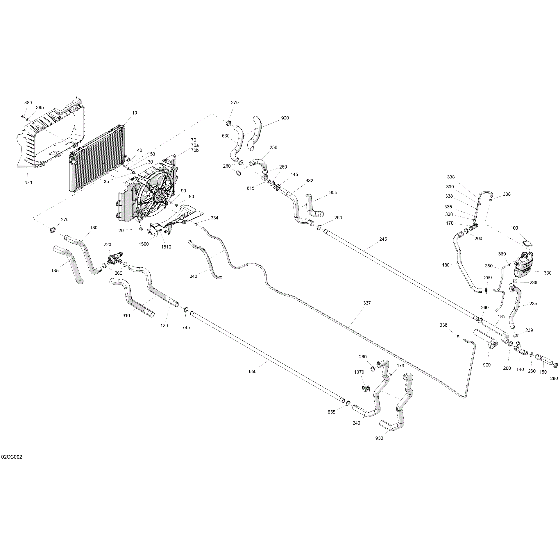 An Image of a Genuine Can-Am Parts Schematic Diagram showing the schematic - ENGINE - COOLING