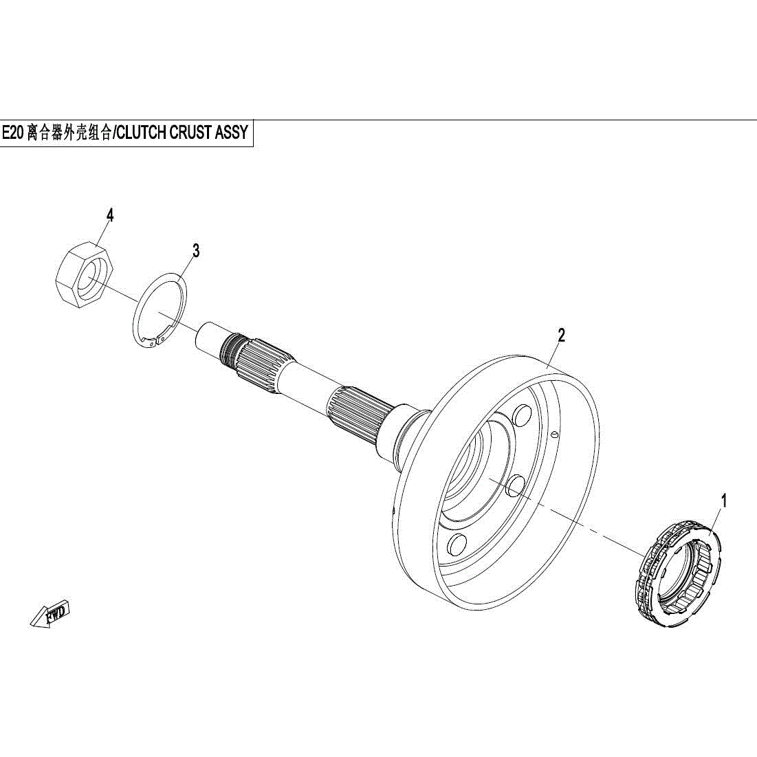 An Image of a genuine CFMOTO Parts Schematic Diagram showing the group - WET CLUTCH HOUSING ASSY - 2017 CFMOTO CFORCE 800