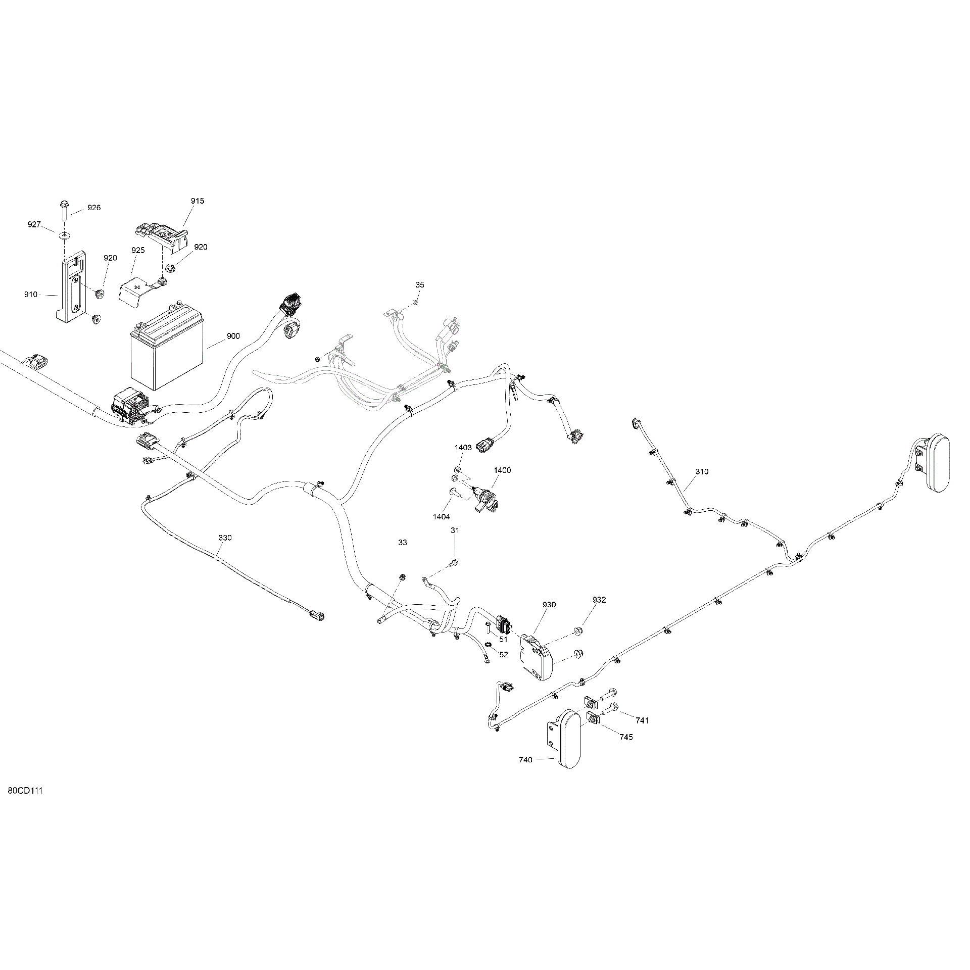 An Image of a Genuine Can-Am Parts Schematic Diagram showing the schematic - ELECTRIC - REAR SECTION