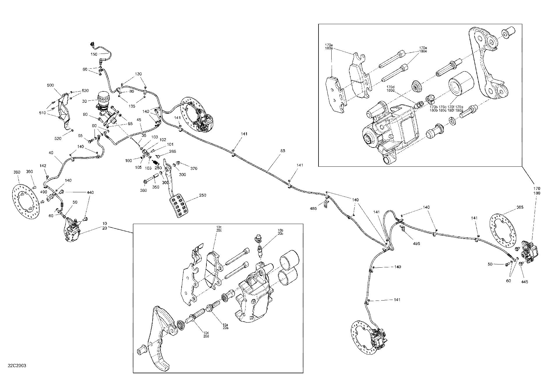 An Image of a Genuine Can-Am Parts Schematic Diagram showing the schematic - BRAKES