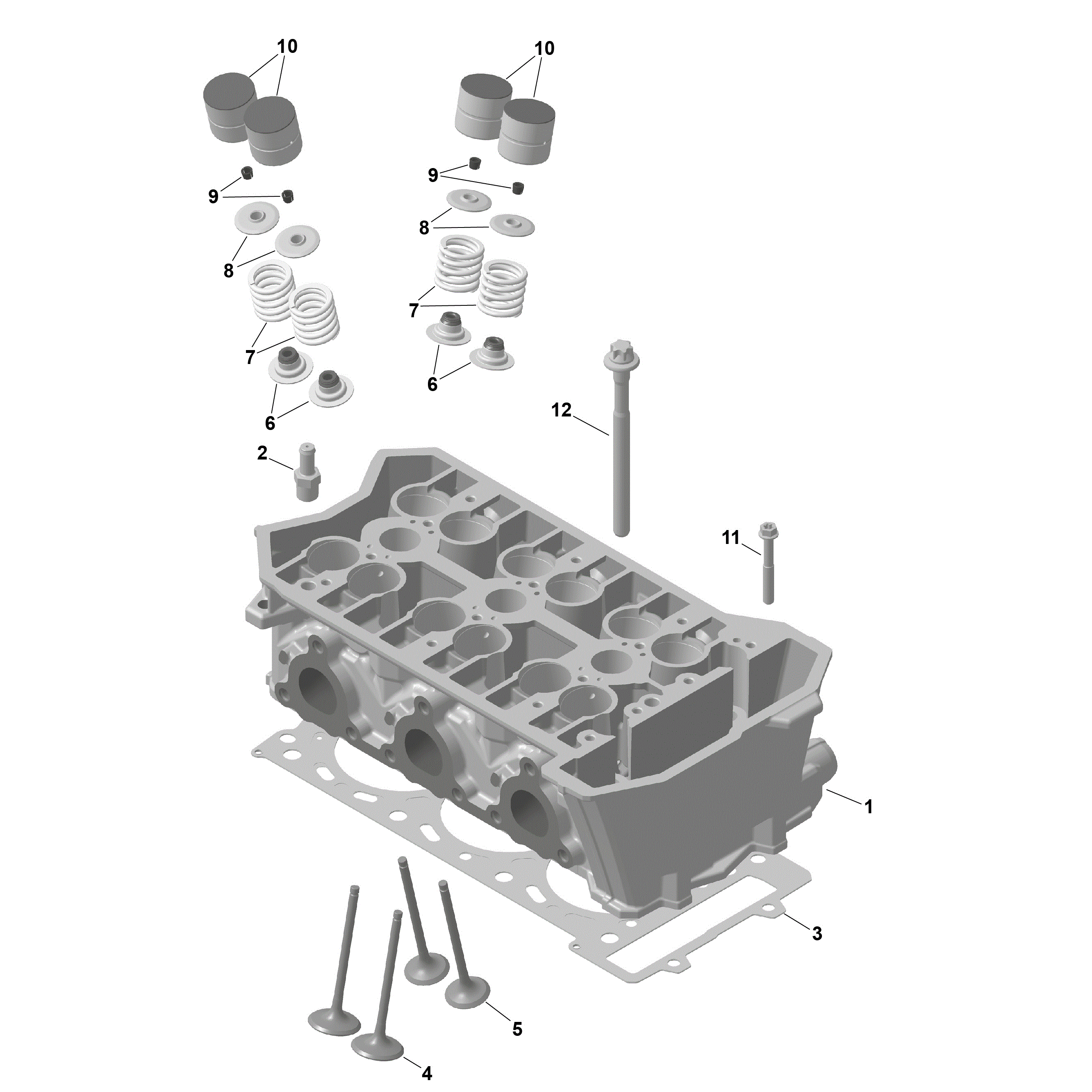 An Image of a Genuine Can-Am Parts Schematic Diagram showing the schematic - ROTAX - CYLINDER HEAD