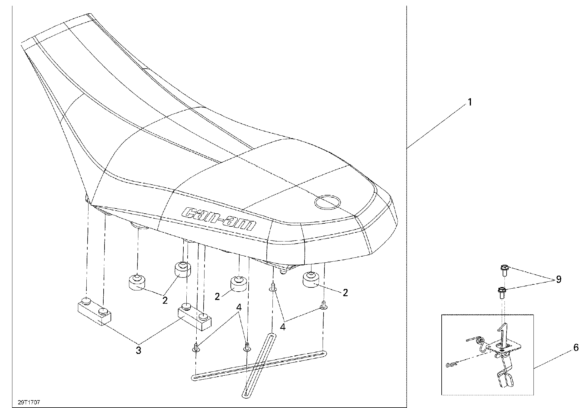 An Image of a Genuine Can-Am Parts Schematic Diagram showing the schematic - SEAT