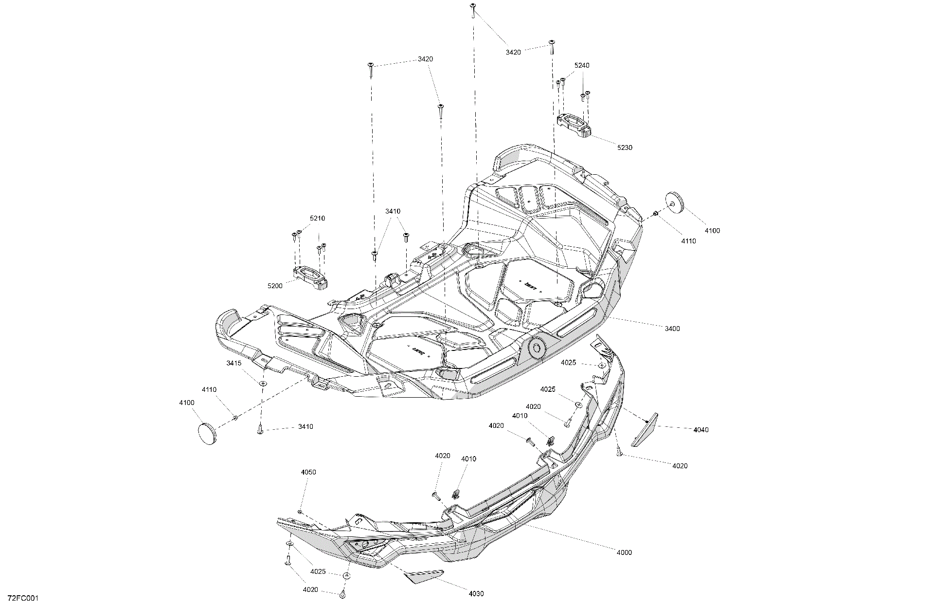 An Image of a Genuine Can-Am Parts Schematic Diagram showing the schematic - BODY - REAR SECTION