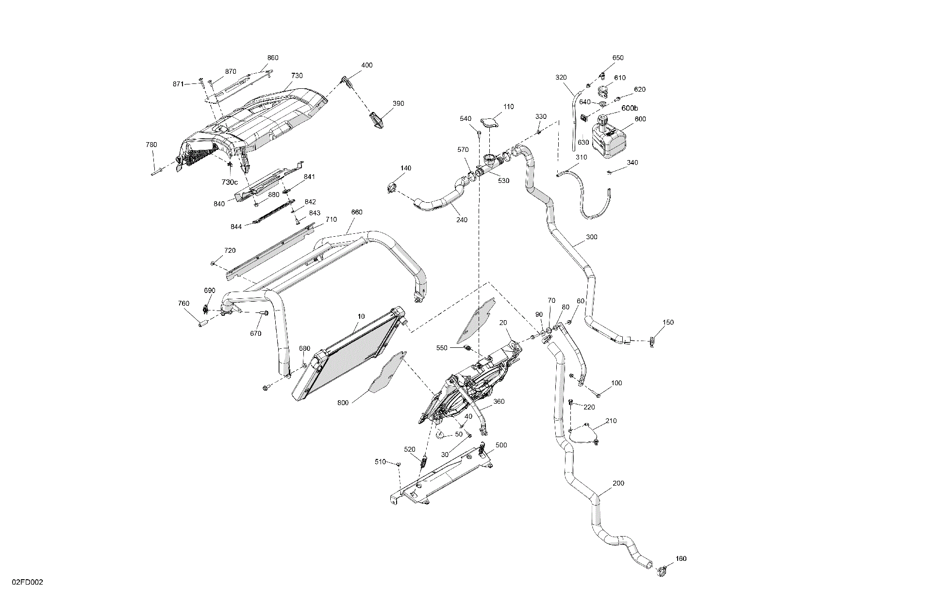An Image of a Genuine Can-Am Parts Schematic Diagram showing the schematic - ENGINE - COOLING