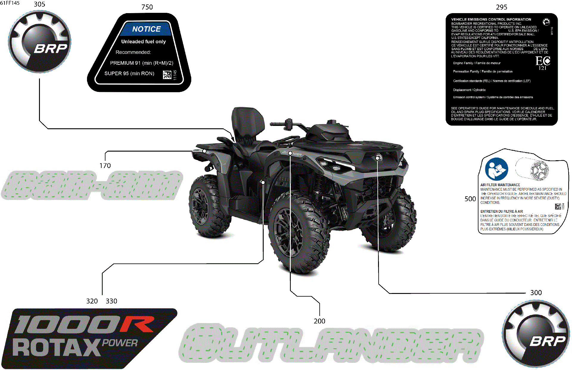 An Image of a Genuine Can-Am Parts Schematic Diagram showing the schematic - BODY - FEATURE DECALS