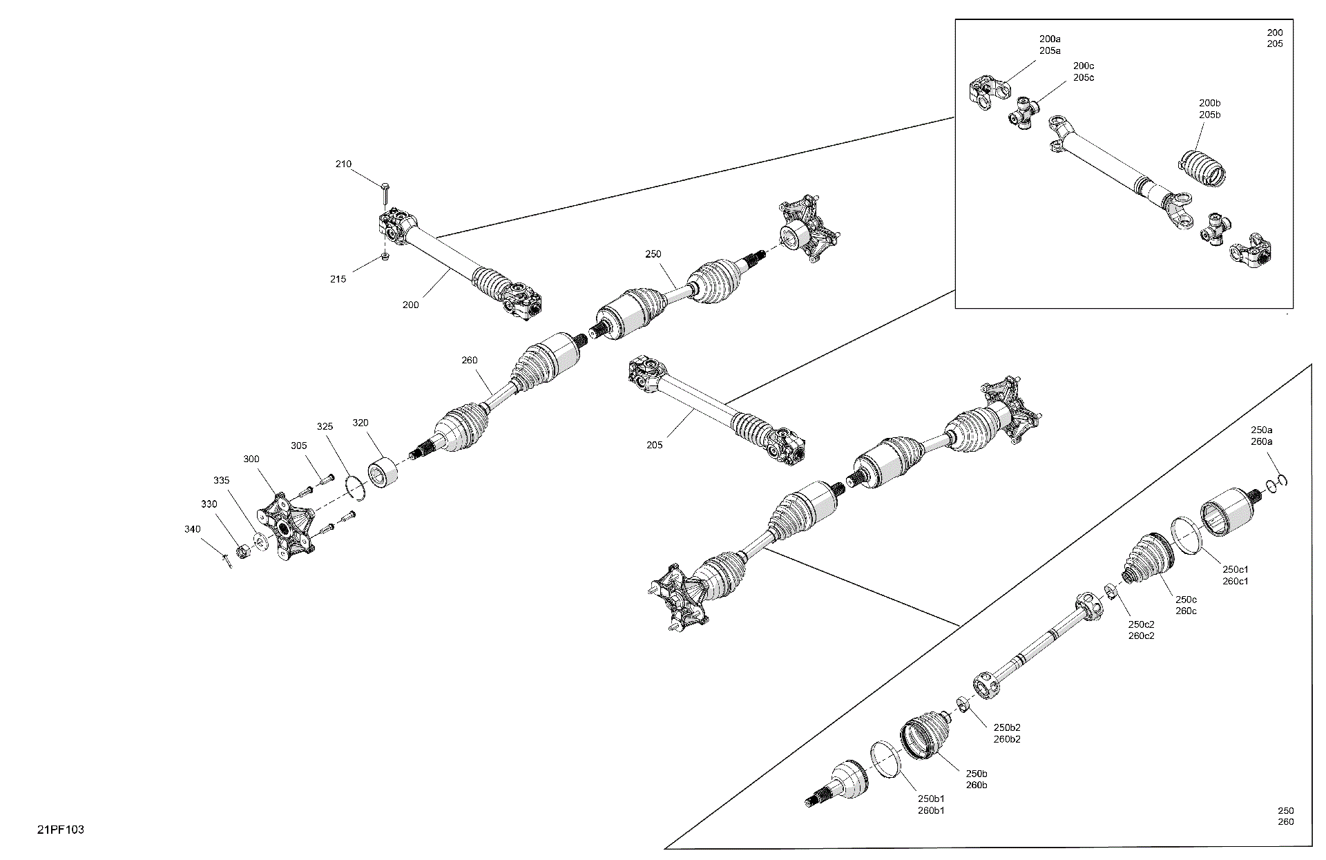 An Image of a Genuine Can-Am Parts Schematic Diagram showing the schematic - DRIVE - REAR - COMMON PARTS
